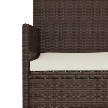 furnicato Gartenbank 3-Sitzer mit Kissen Braun Poly Rattan