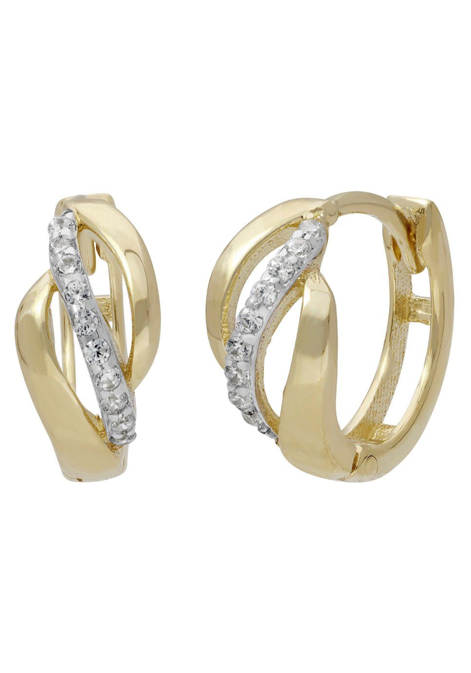 Paar Creolen Schmuck Geschenk Gold 333 Ohrschmuck Gold glitzernd