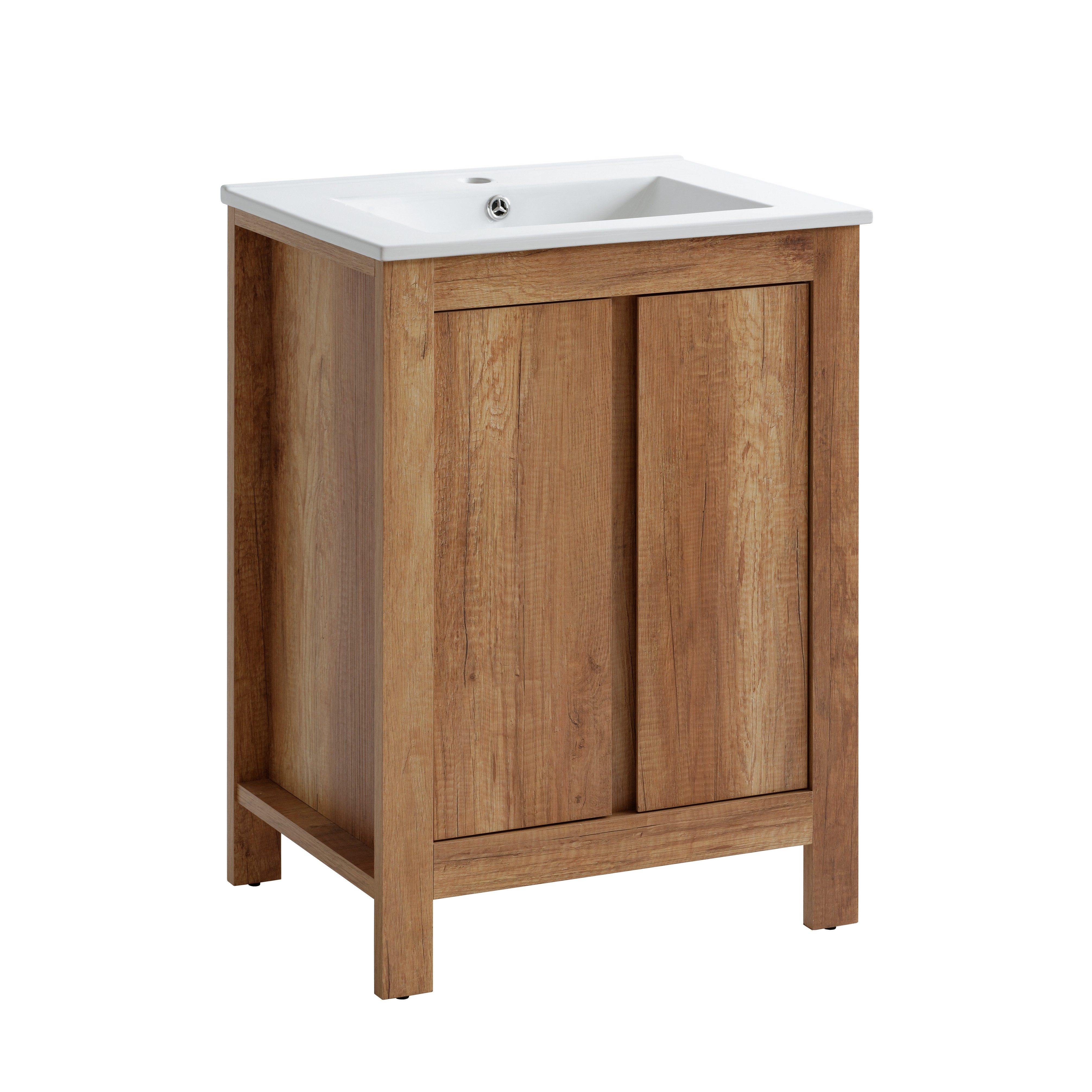 Waschtisch Badmöbel Set 60cm mit Waschbecken, Unterschrank und Hängeschrank