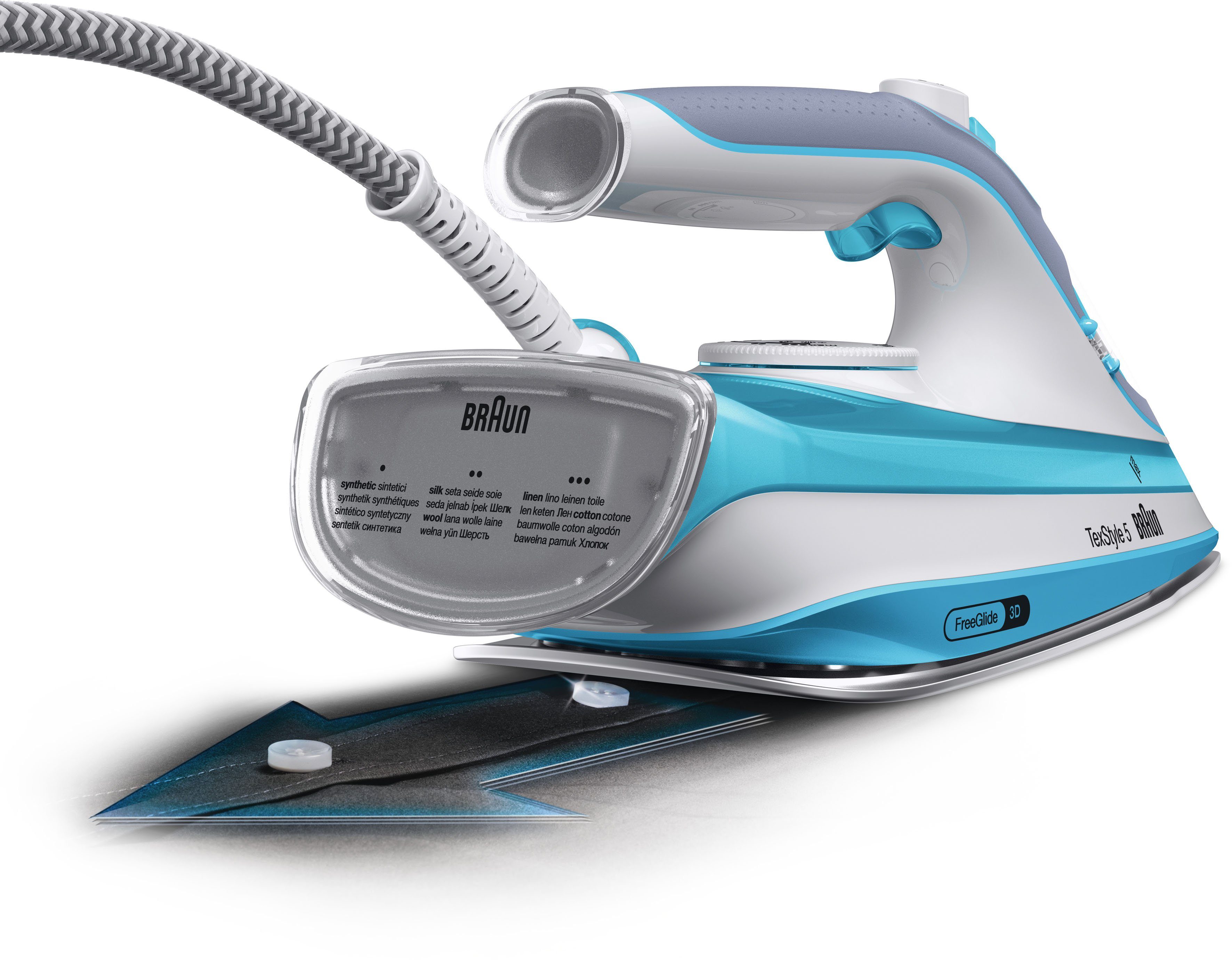 Braun Dampfbügeleisen TexStyle 5 SI 5006 BL - 2.600 W, 180 g Dampfstoß, 300 ml Wassertank, 2600 W, 50 g Dampfmenge, SuperCeramic Bügelsohle, offenes Griffdesign