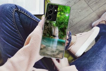 MuchoWow Handyhülle Dschungel - Wasserfall - Pflanzen - Wasser - Natur, Phone Case, Handyhülle Samsung Galaxy S21 Ultra, Silikon, Schutzhülle