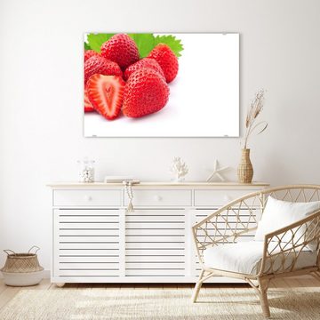 Primedeco Glasbild Wandbild Erdbeeren mit Aufhängung, Früchte