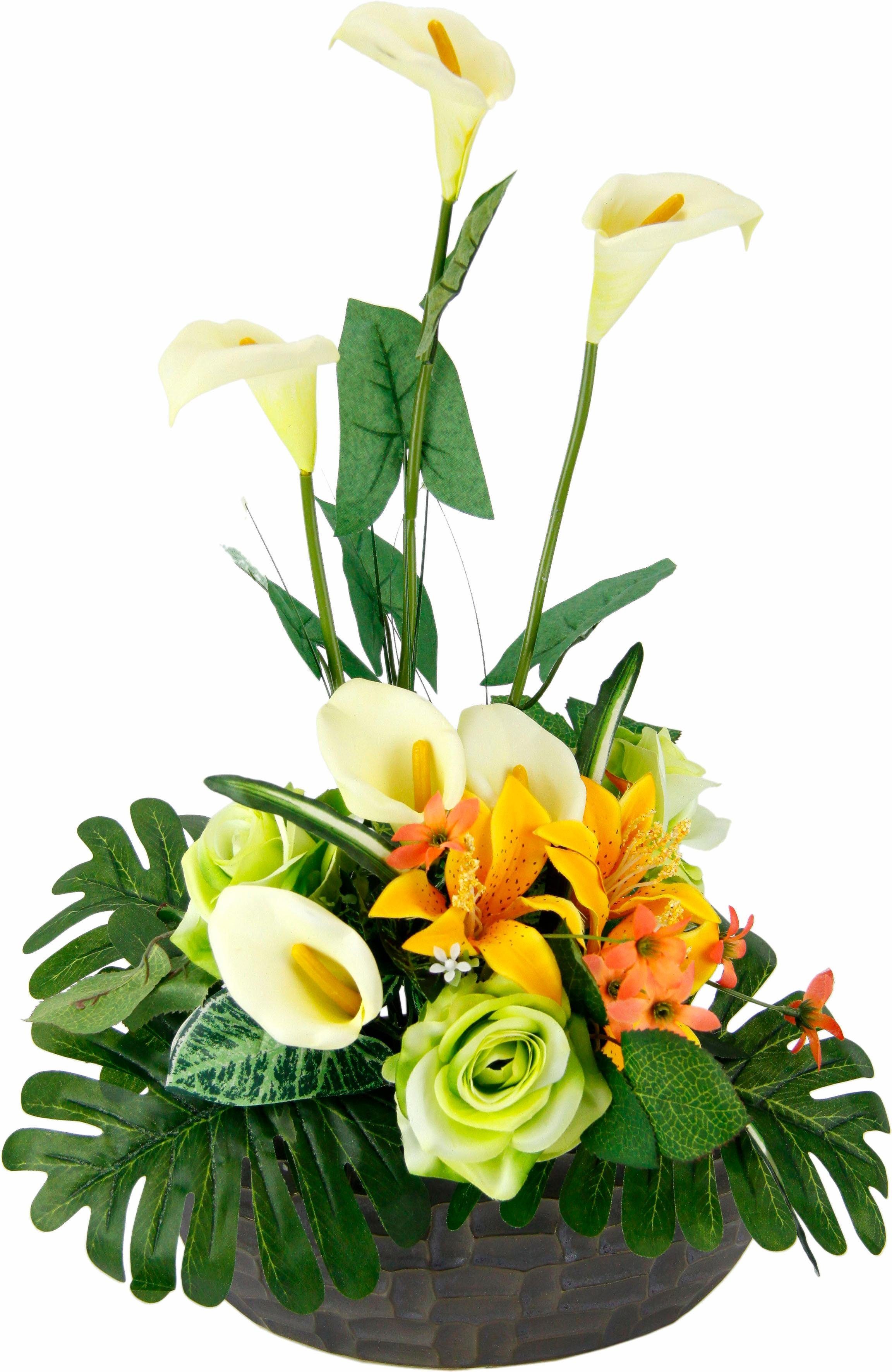 56/33 cm Kunstpflanze Calla/Blüten, I.GE.A., Arrangement cm 56 Calla/Blüten Höhe