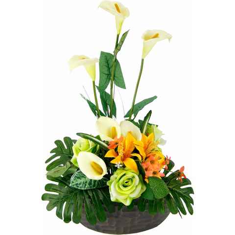 Kunstpflanze Arrangement Calla/Blüten 56/33 cm Calla/Blüten, I.GE.A., Höhe 56 cm