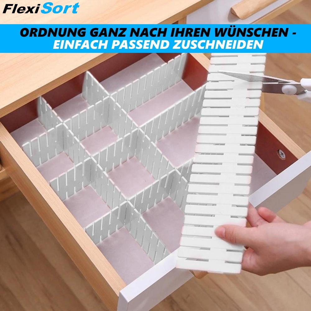 FlexiSort Schubladeneinsatz Organizer Schubladentrenner Fachteiler 4Stk Schubladenteiler zuschneidbar Schubladen, MAVURA