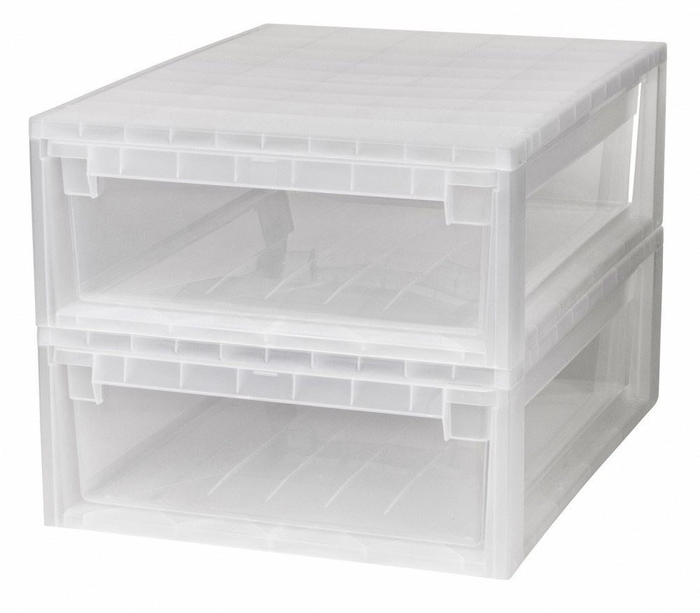 Kreher Schubladenbox Set: 2 x Schubladenbox 52 Größe XL, 22 Liter - extra tief und halbhoch