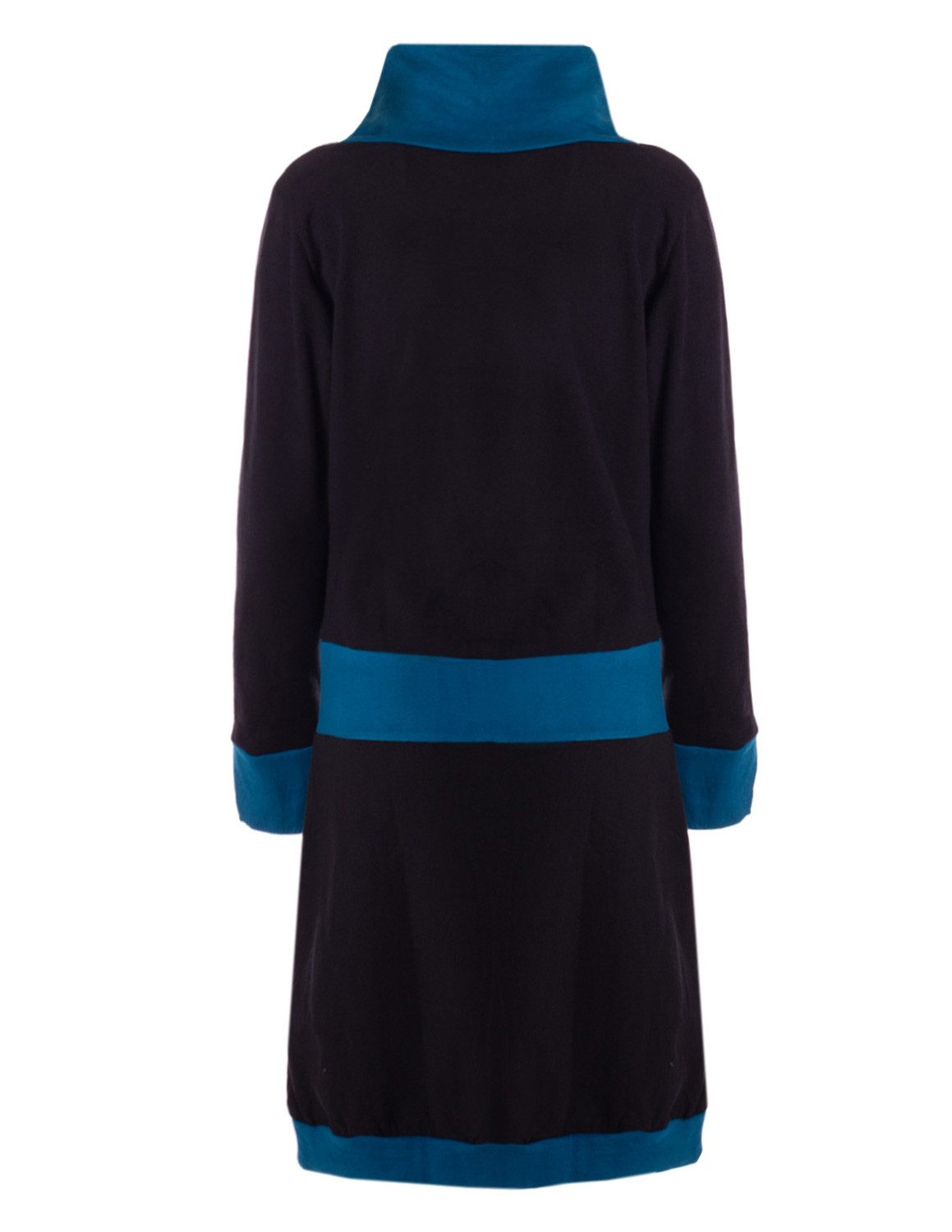 Vishes Jerseykleid Damen Langarm A-Linie mit Kragen, zweifarbig, bequemes Freizeitkleid Alternative Bekleidung, Ethno, Hippie, Retro Style