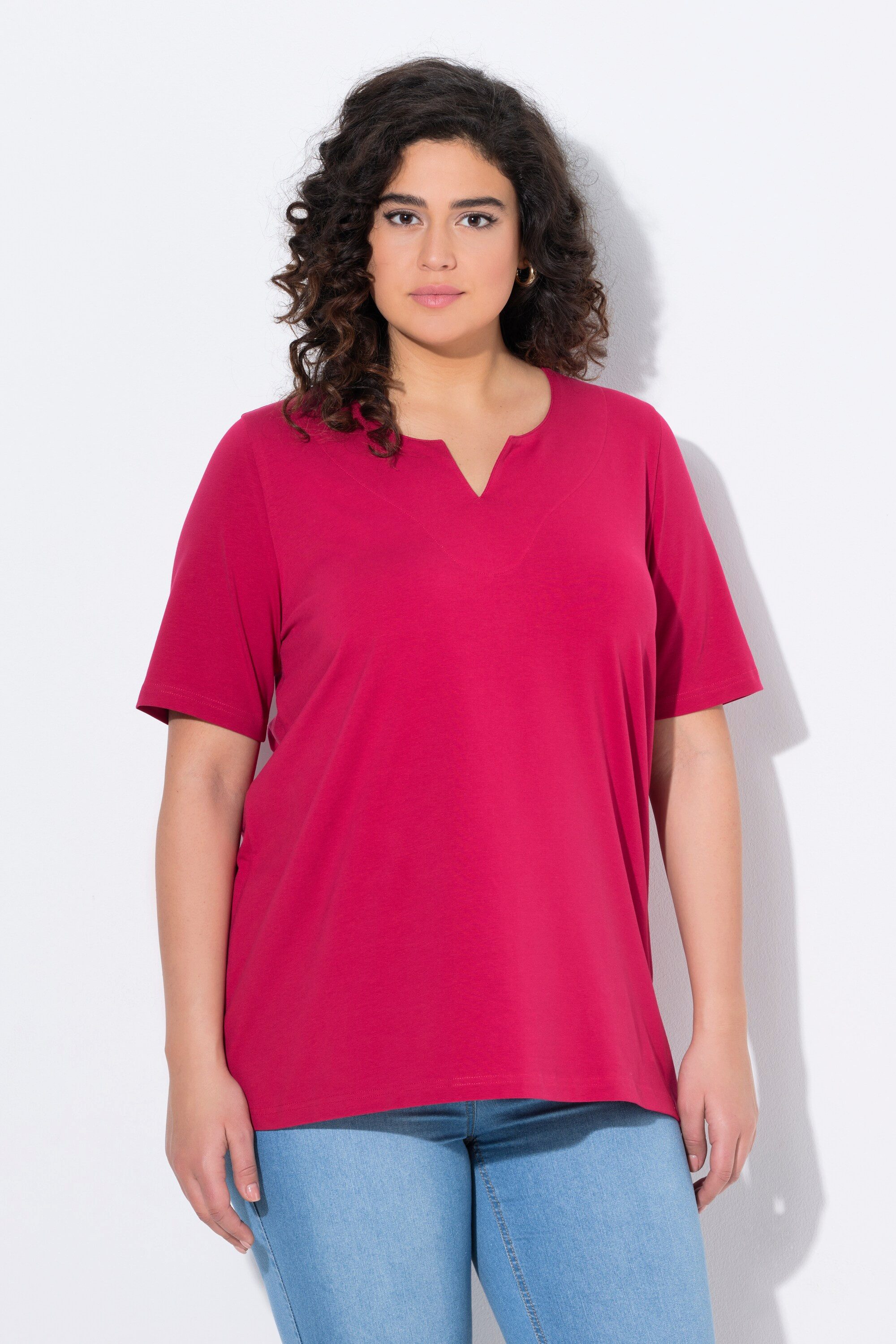Ulla Popken T-Shirt T-Shirt A-Linie Tunika-Ausschnitt günstig online kaufen