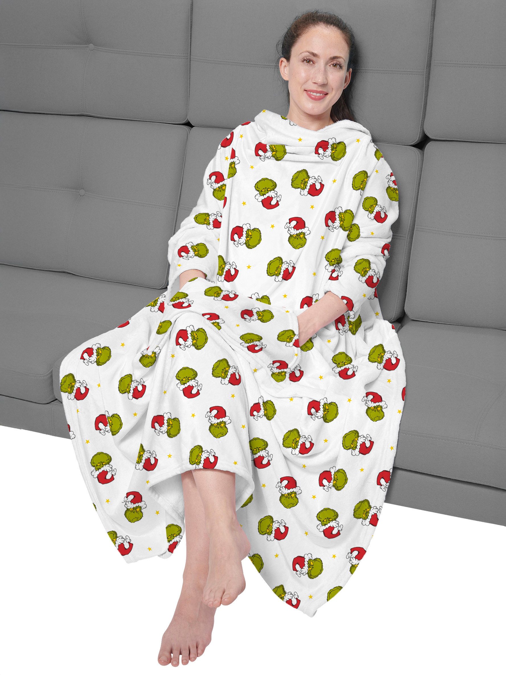 Wohndecke The Grinch TV Decke mit Ärmeln und Taschen Kuscheldecke 130 x 170 günstig online kaufen