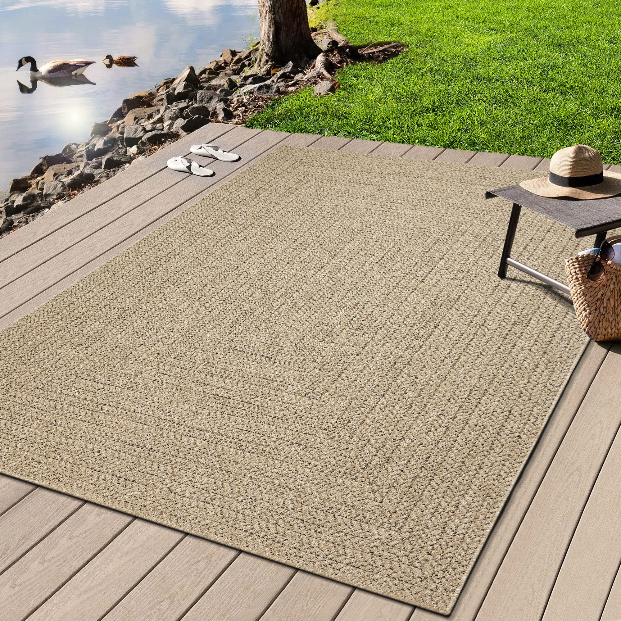 merinos Teppich Kenzy 2, rechteckig, Höhe: 10 mm, robuster In- und Outdoor Teppich im natürlichen Jute-Look, wetterfest