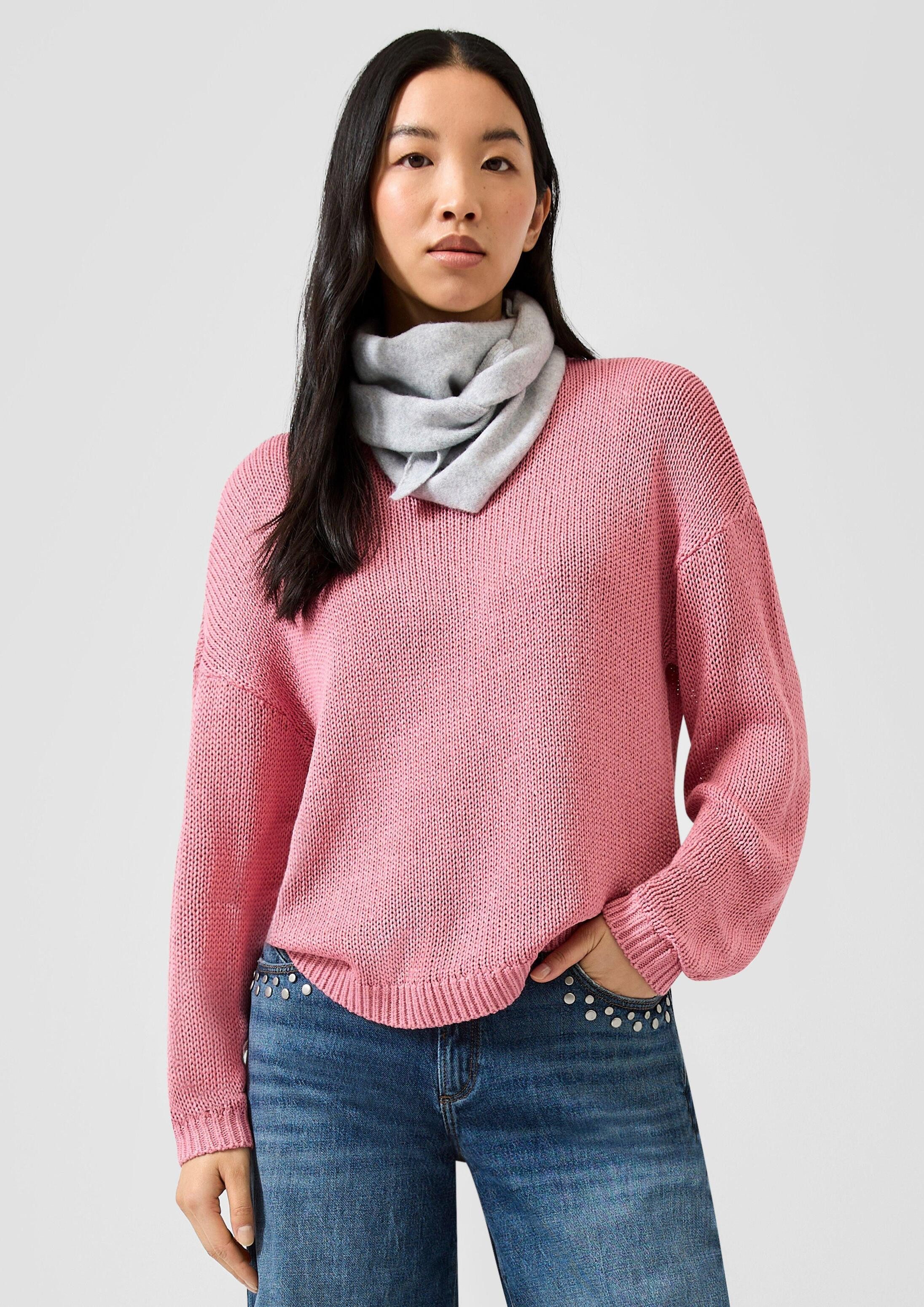 QS Longpullover Strickpullover Pullover mit überschnittener Schulter