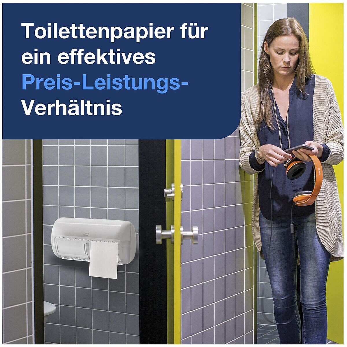 TORK Toilettenpapier Advanced (70-St), 3-lagig, Recyclingpapier, weiß mit Prägung, 250 Blatt/Rolle