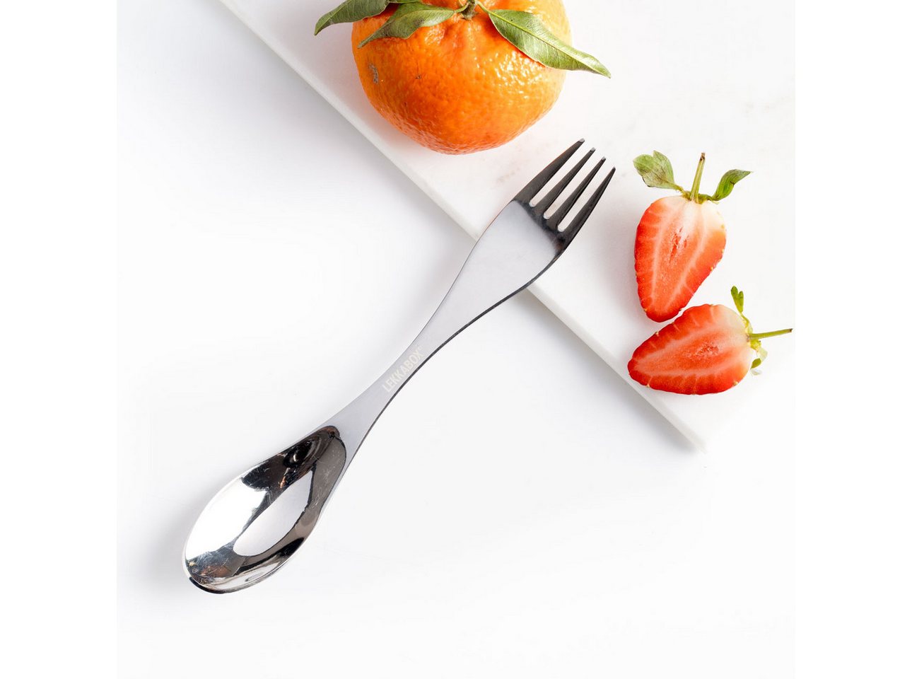 LEKKABOX Campinglöffel Spork, 19cm - Löffel Gabel Kombi Edelstahl Göffel To Go Besteck, Löffel & Gabel in einem – die perfekte Größe für Thermobehälter