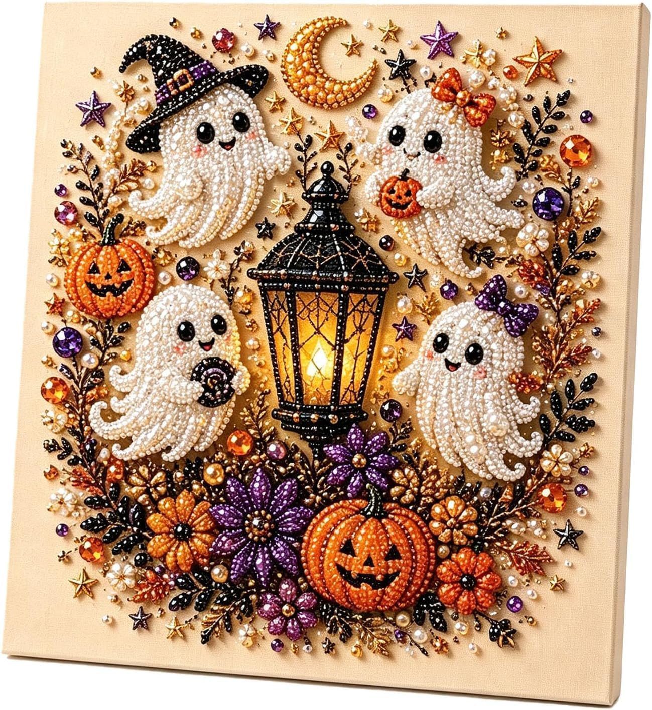 CLTYQ Kreativset DIY-Kreativset für ein Halloween-Geister-Perlenbild, Halloween-Bastelset für Erwachsene, Kinder und Anfänger