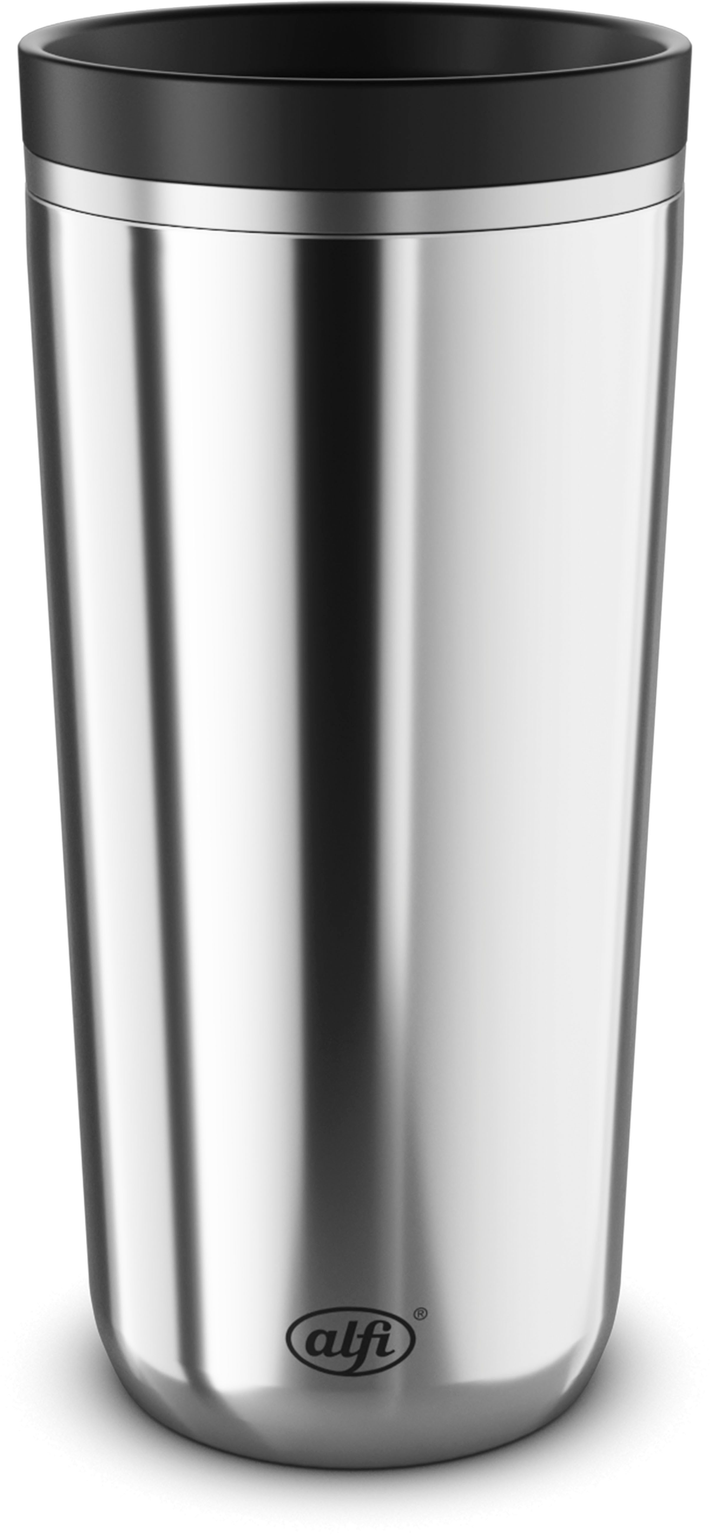 Alfi Термокружка ISO COFFEE MUG PRO, absolut dicht, spülmaschinenfest, Edelstahl, Kunststoff, Silikon, 0,38l, 6h heiß & 12h kalt, mit Druckknopf & Teebeutel-Aufhänger