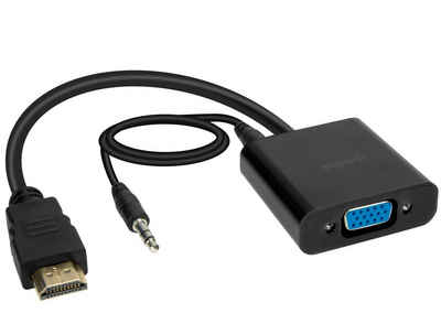 Speedlink HQ HDMI auf VGA Adapter Audio + Video Konverter Video-Adapter HDMI-Stecker zu 3,5-mm-Klinkenstecker, für PC Notebook Beamer TV Laptop
