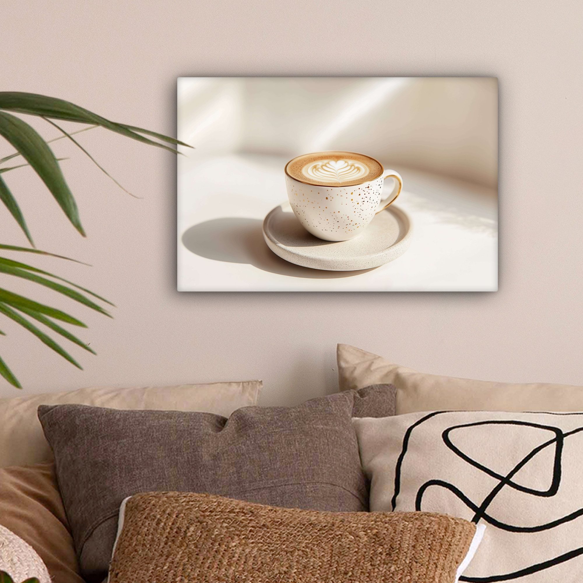 OneMillionCanvasses® Leinwandbild Cappuccino - Schaumstoff - Schale - Beige günstig online kaufen