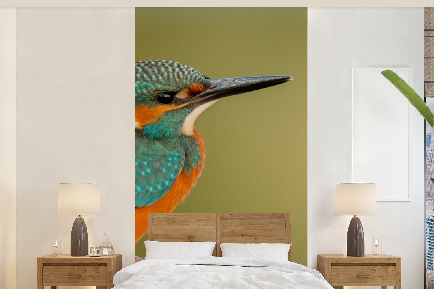 MuchoWow Fototapete Eisvogel - Tiere - Vogel, Matt, bedruckt, (2 St), Vliestapete für Wohnzimmer Schlafzimmer Küche, Fototapete