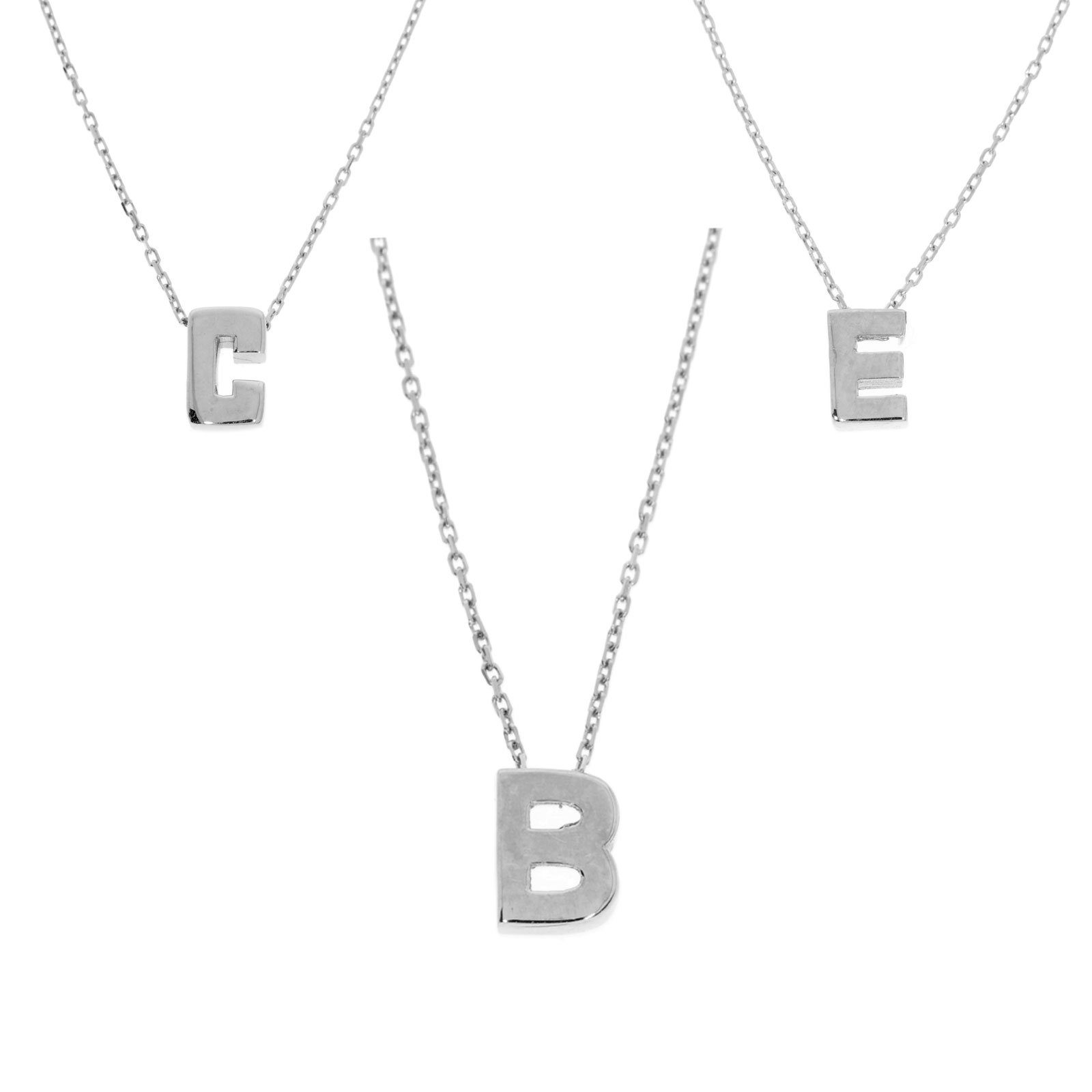 Stella-Jewellery Kette mit Anhänger Halskette mit Buchstabe Anhänger Weissgold 585er (inkl. Etui), Buchstaben Anhänger mit Kette