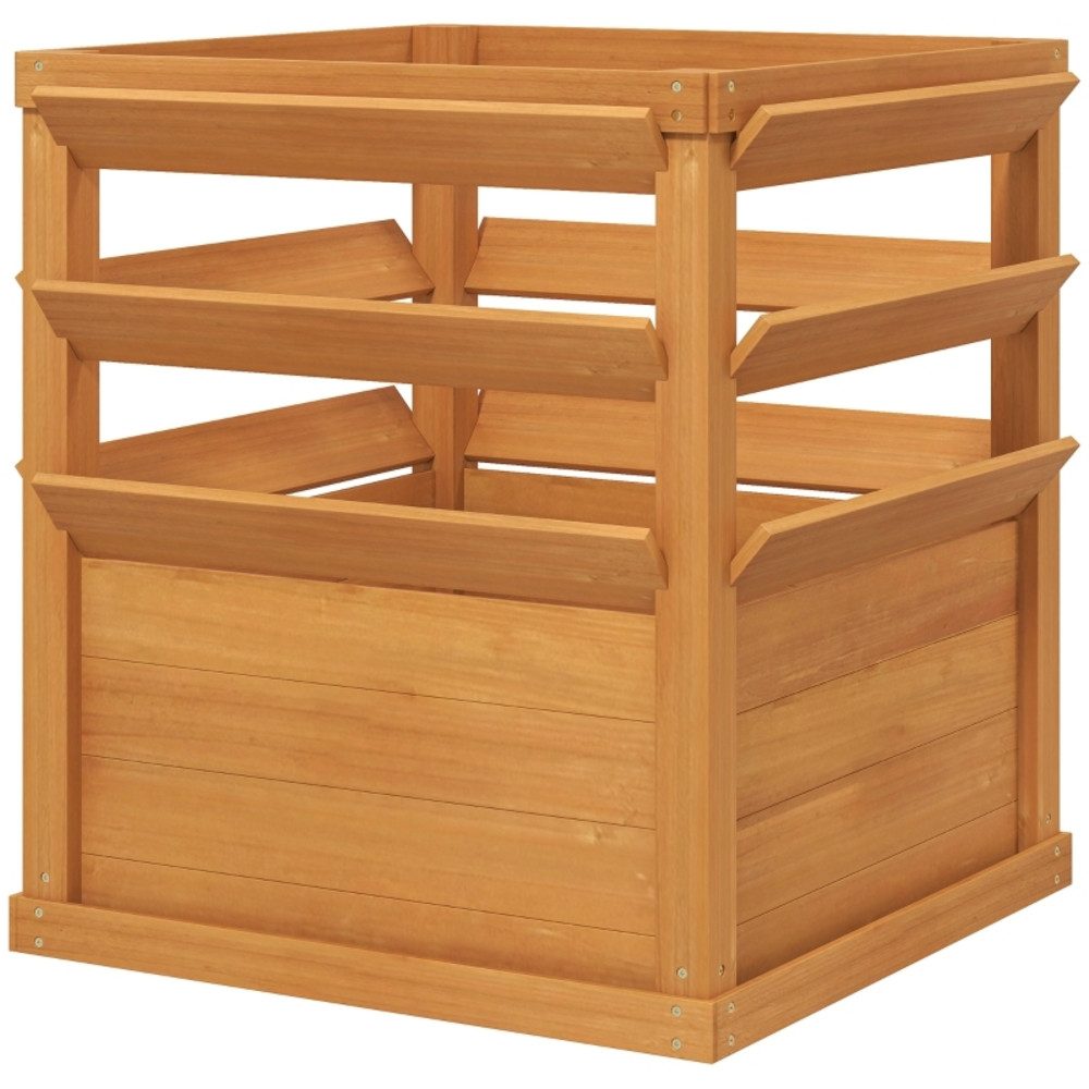 CHICFURN Hochbeet aus Holz mit Rankgitter & offenem Boden, natürliche Holzoptik (65x65x60cm, 1 St., Pflanzkasten & Spalier für Kletterpflanzen & Blumen), Robuster Pflanzkübel für Garten, Balkon & Terrasse
