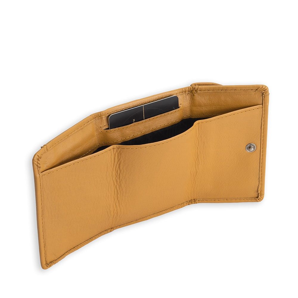 BRANCO Mini Geldbörse Kleine Geldbörse / Mini-Portemonnaie, Leder Curry-Gelb, Branco 31105