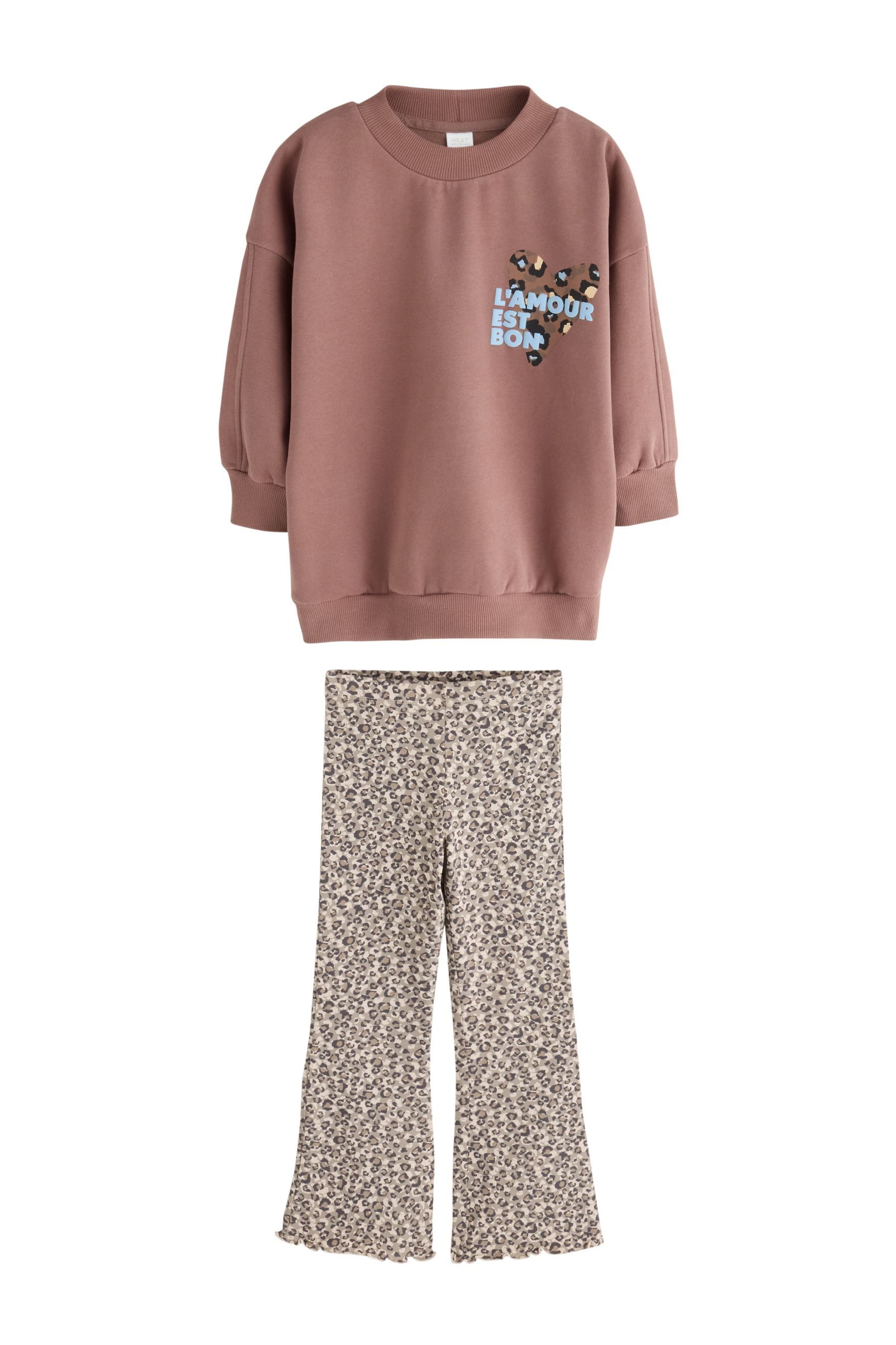 Next Top & Leggings Sweatshirt und ausgestellte Leggings im Set (2-tlg)