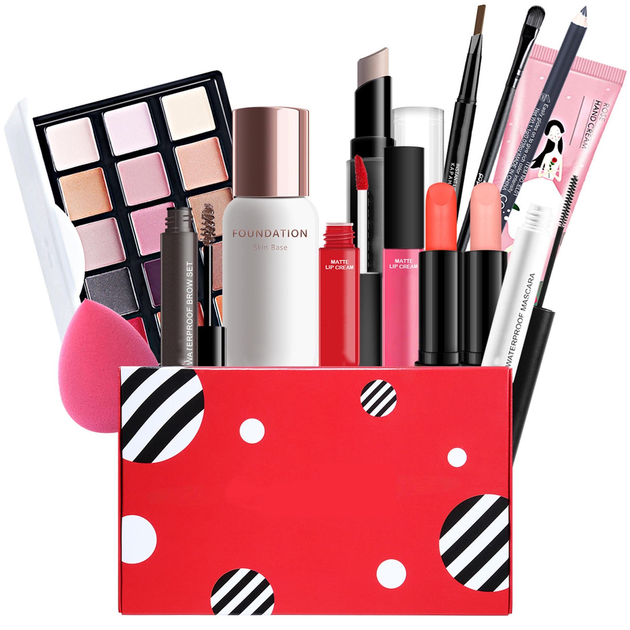 KINSI Make-up Set Schminkset Geschenkset, Einsteiger Schminkset, 14-tlg., leichtes Schminkset Komplettset, Must Have Set für Makeup-Trägerinnen