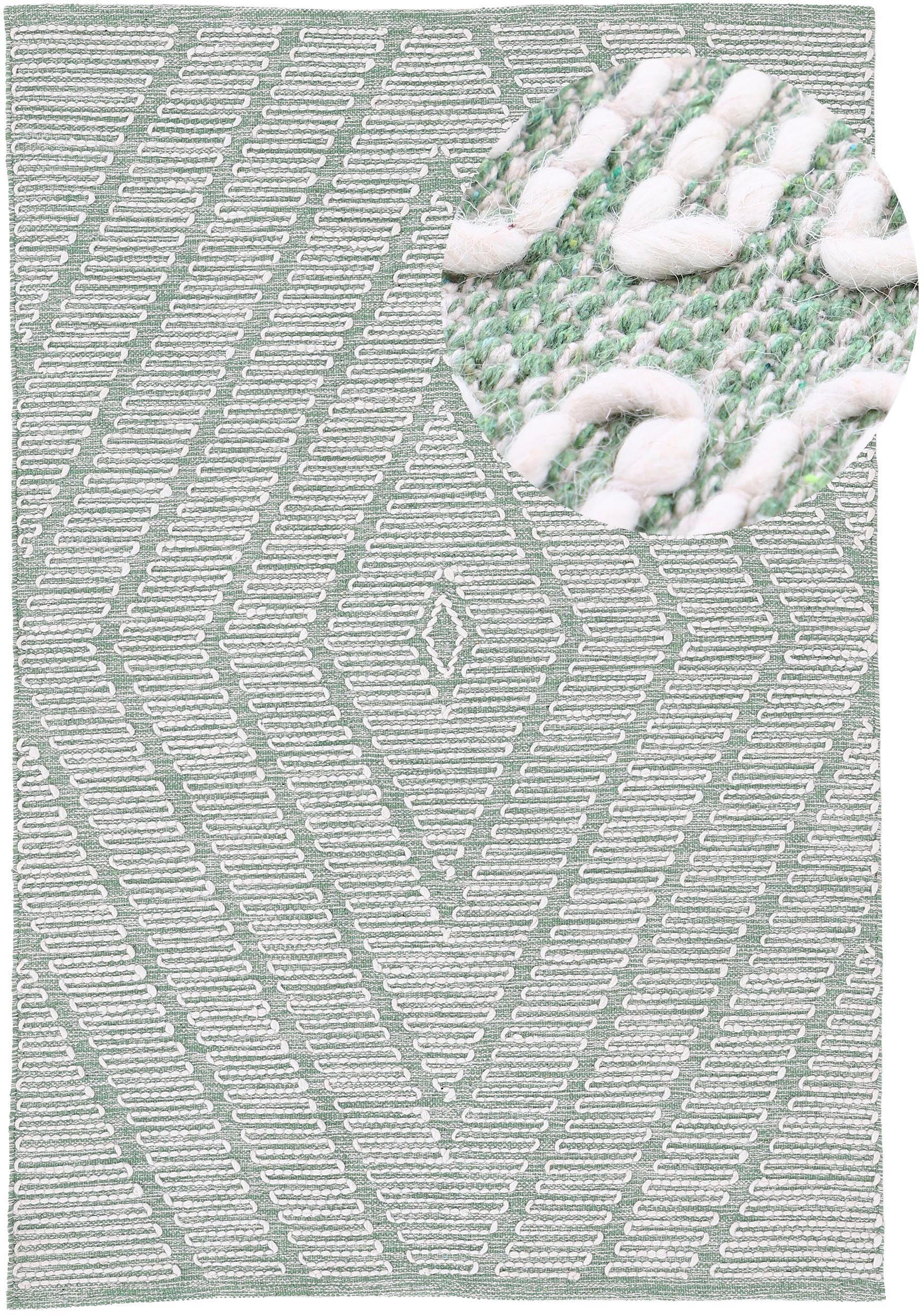 Hoch-Tief handgewebt, Durry, reine Höhe: Teppich mm, Baumwolle Kelim grün rechteckig, Effekt, carpetfine, geometrisch, Handweb, 5