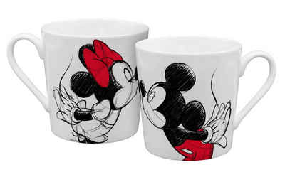Disney Tasse Disney Mickey & Minnie Tasse Kiss Sketch, Porzellan
