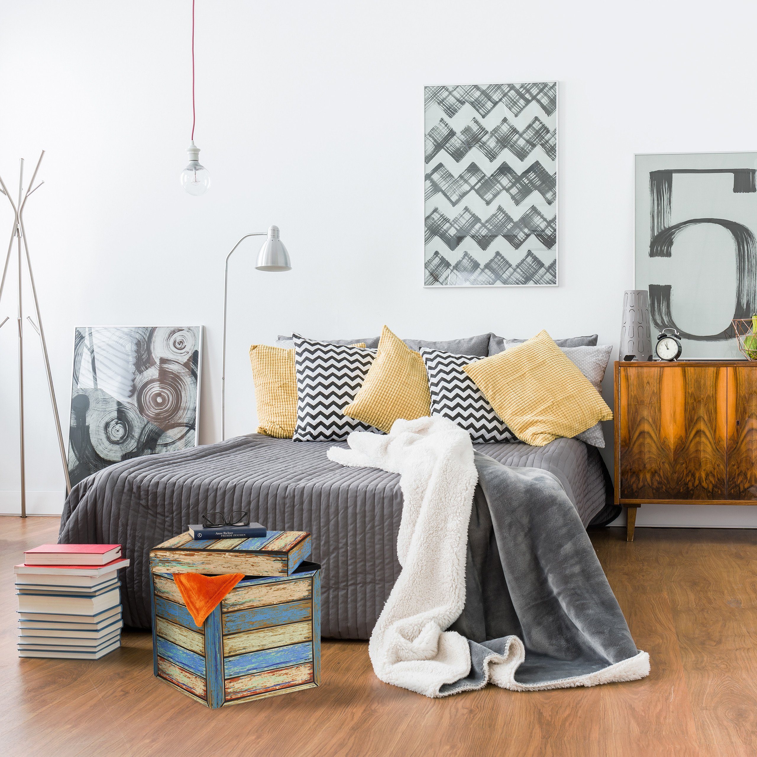 relaxdays Stauraumhocker Vintage Sitzhocker mit Stauraum