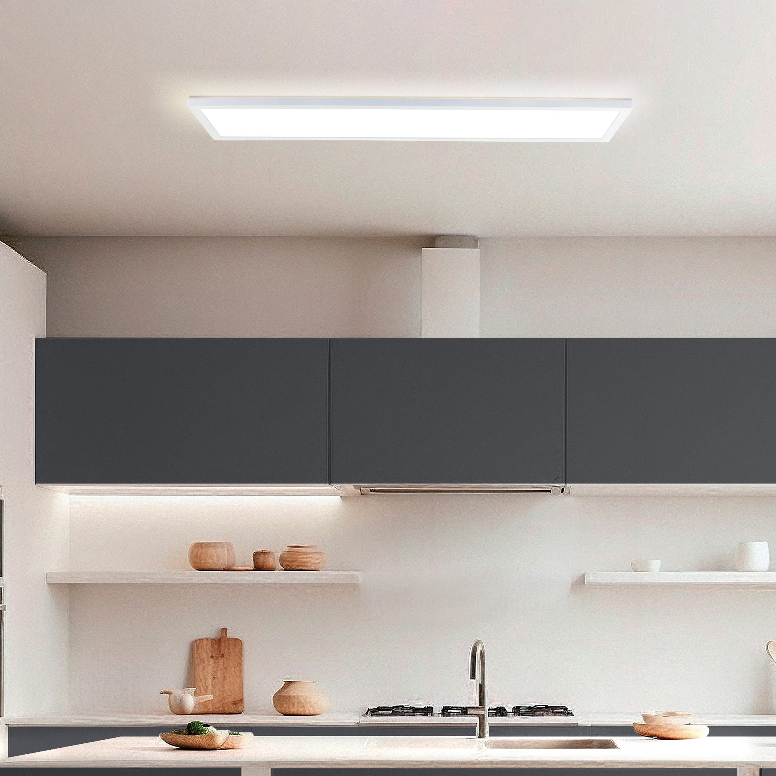 BreLight LED Panel Sorell, CCT - über Fernbedienung, Dimmfunktion, LED fest integriert, warmweiß - kaltweiß, 96 x 25 cm, 3000 lm, 3000-6500 K, dimmbar, IP44, Fernbedienung
