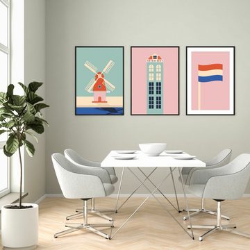 MOTIVISSO Poster Haus Mint/Rosa - Dreamy Dutch Collection