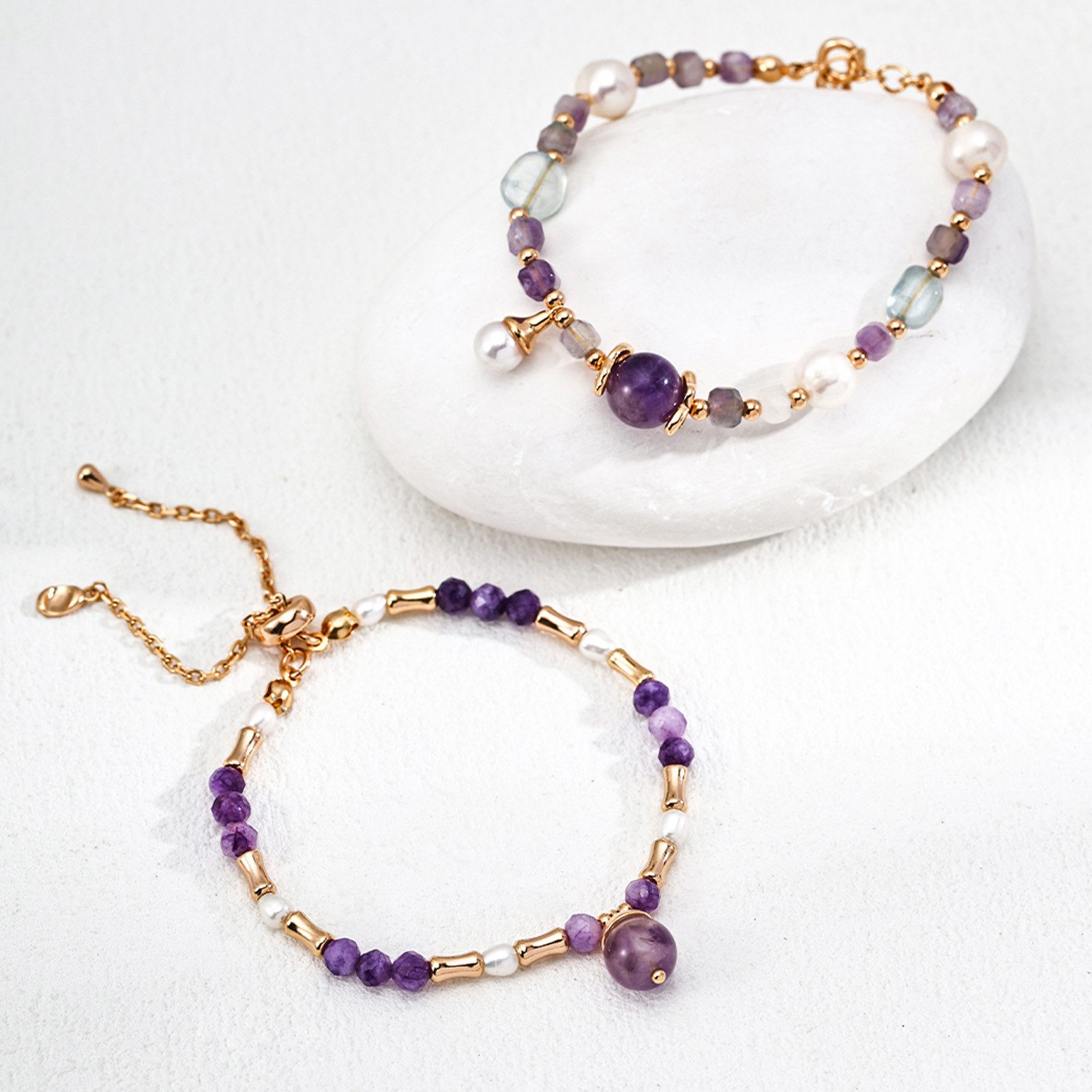 Jumpeak Silberarmband Natural Pearl Amethyst S925 günstig online kaufen