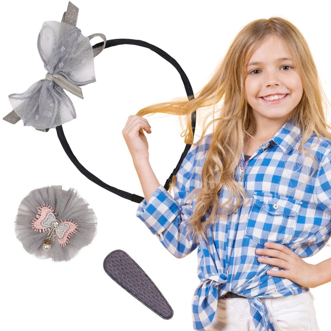 Sarcia.eu Haarband Graphit Haarschmuck Haarband + 2x Nella Haarnadel