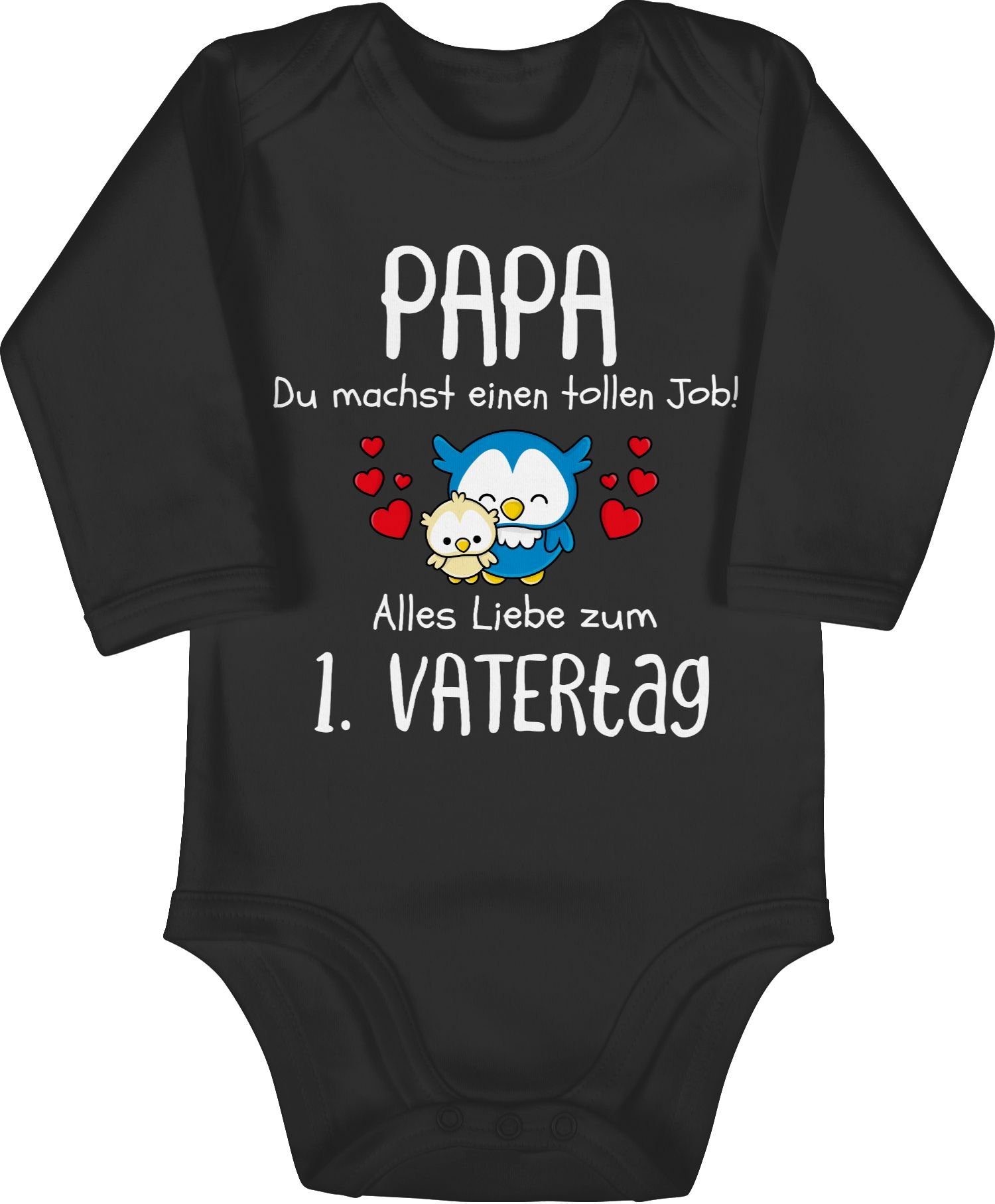 Papa Baby du 2 machst 1. Schwarz Vatertag Job tollen Vatertag Shirtracer - einen Shirtbody Geschenk
