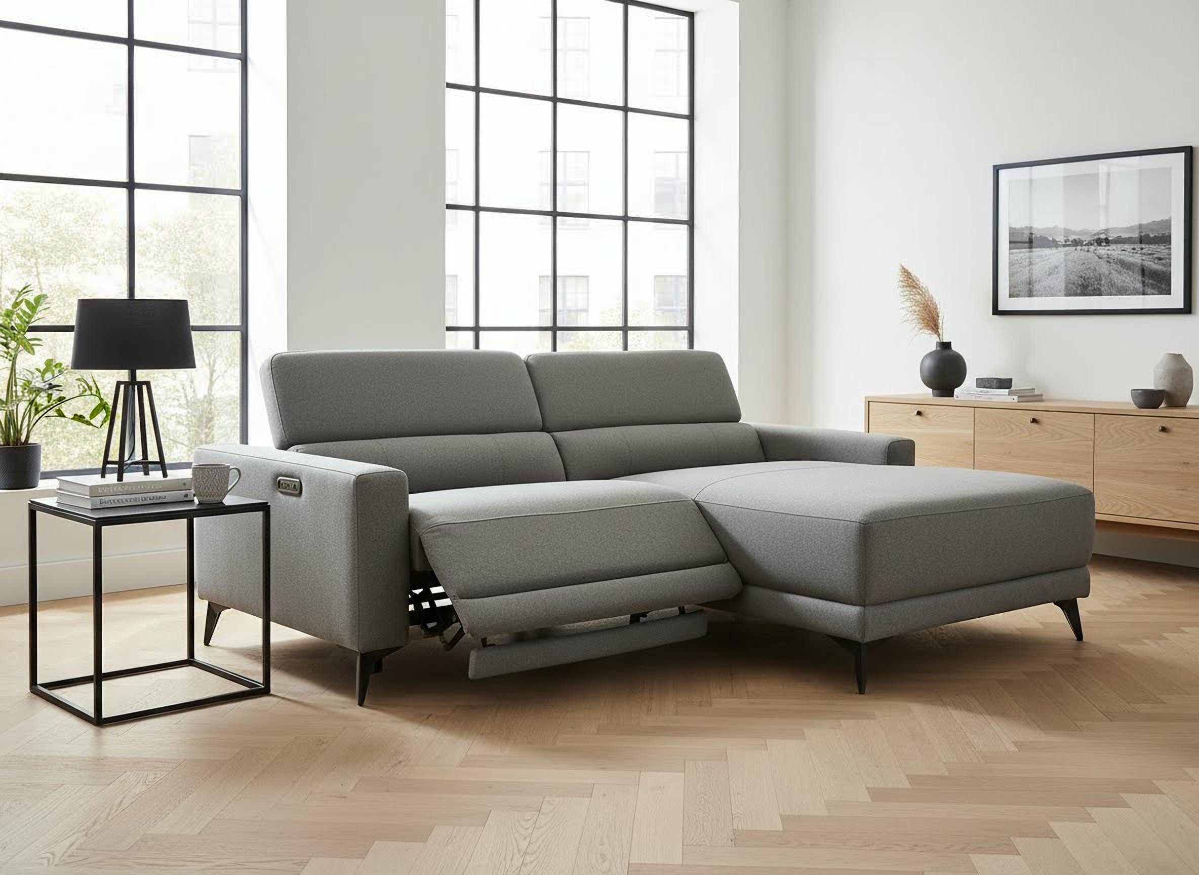 OTTO home Ecksofa LEWII, L-Form, 213 cm - elektr. Relaxfunktion, mit USB A/C-Anschluss. Federkern, verstellbaren Kopfstützen, Webstoff