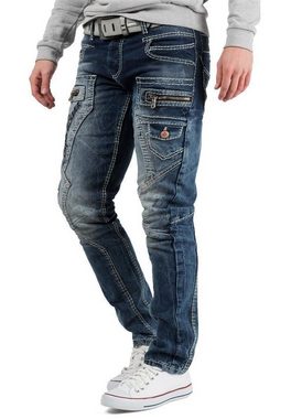 Cipo & Baxx 5-Pocket-Jeans Herre Hose BA-CD296 mit Reißverschlüssen und Verzierungen