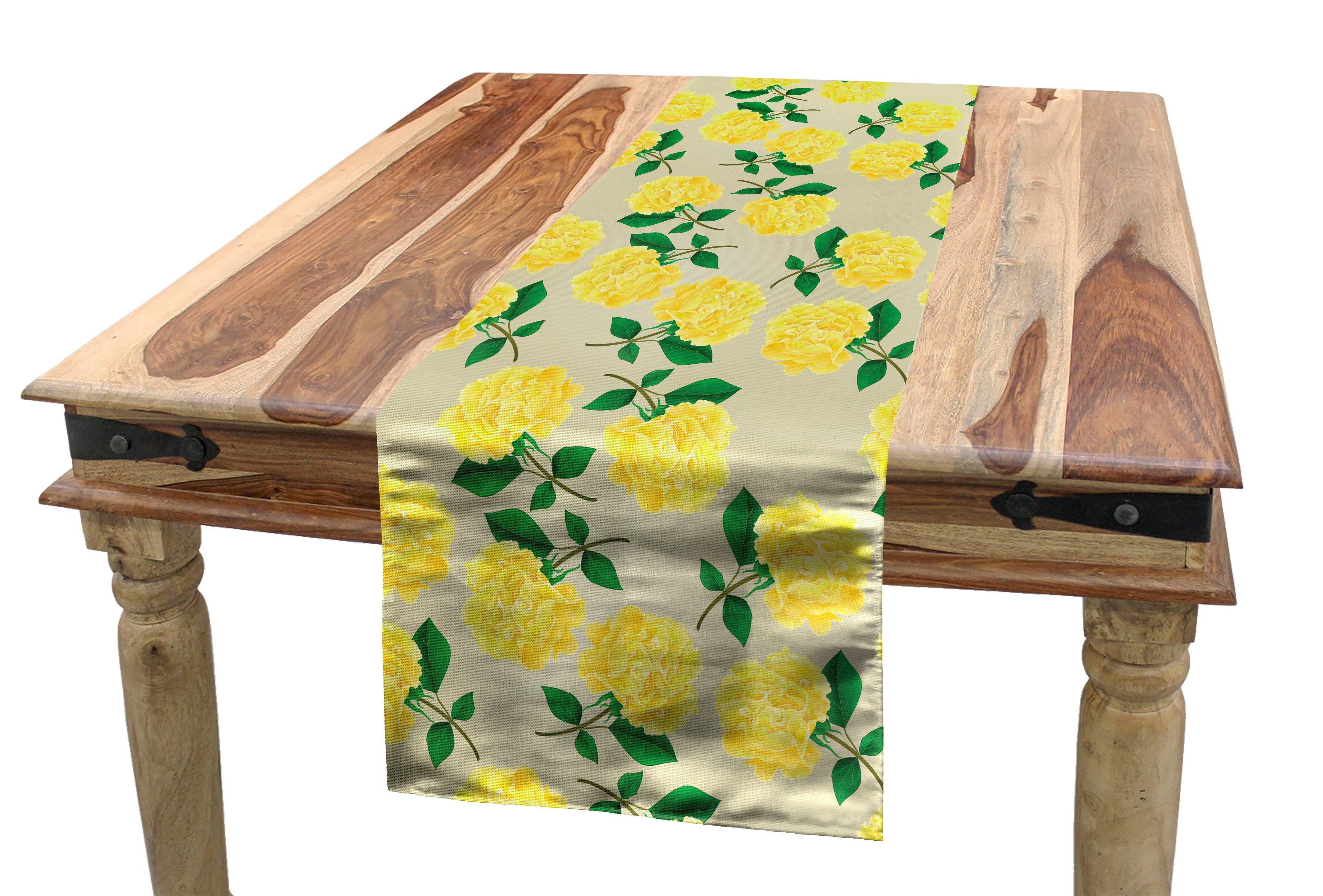 Abakuhaus Tischläufer Esszimmer Küche Rechteckiger Dekorativer Tischläufer, Blumen Yellow Gewürznelken mit Niederlassungen