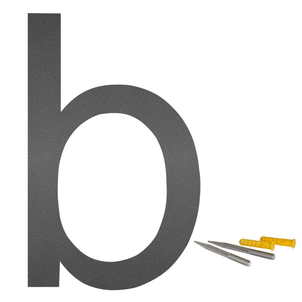 V2Aox Hausnummer Edelstahl Hausnummer Buchstabe "b" Schrift Arial Anthrazit Matt 20cm