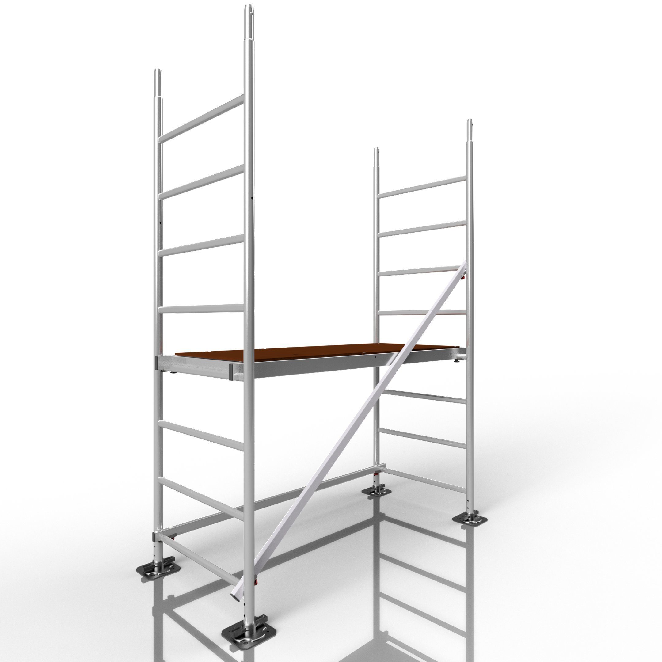 ALTEC Aluminium Fahrgerüst Rollfix 2.0 mit Fußplatten & Wandanker, Made in Germany, TÜV geprüft, maximale Arbeitshöhe 10 Meter