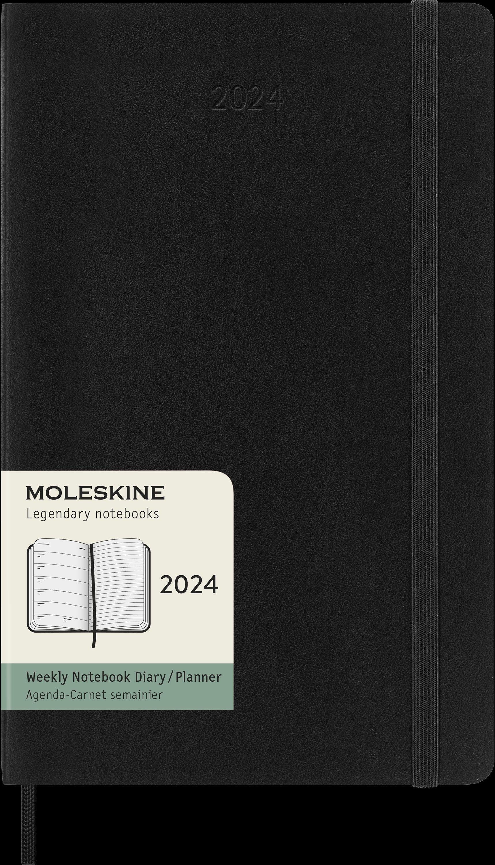 Terminkalender Moleskine 12 Monate Wochen Notizkalender 2024, Large/A5, Schwarz