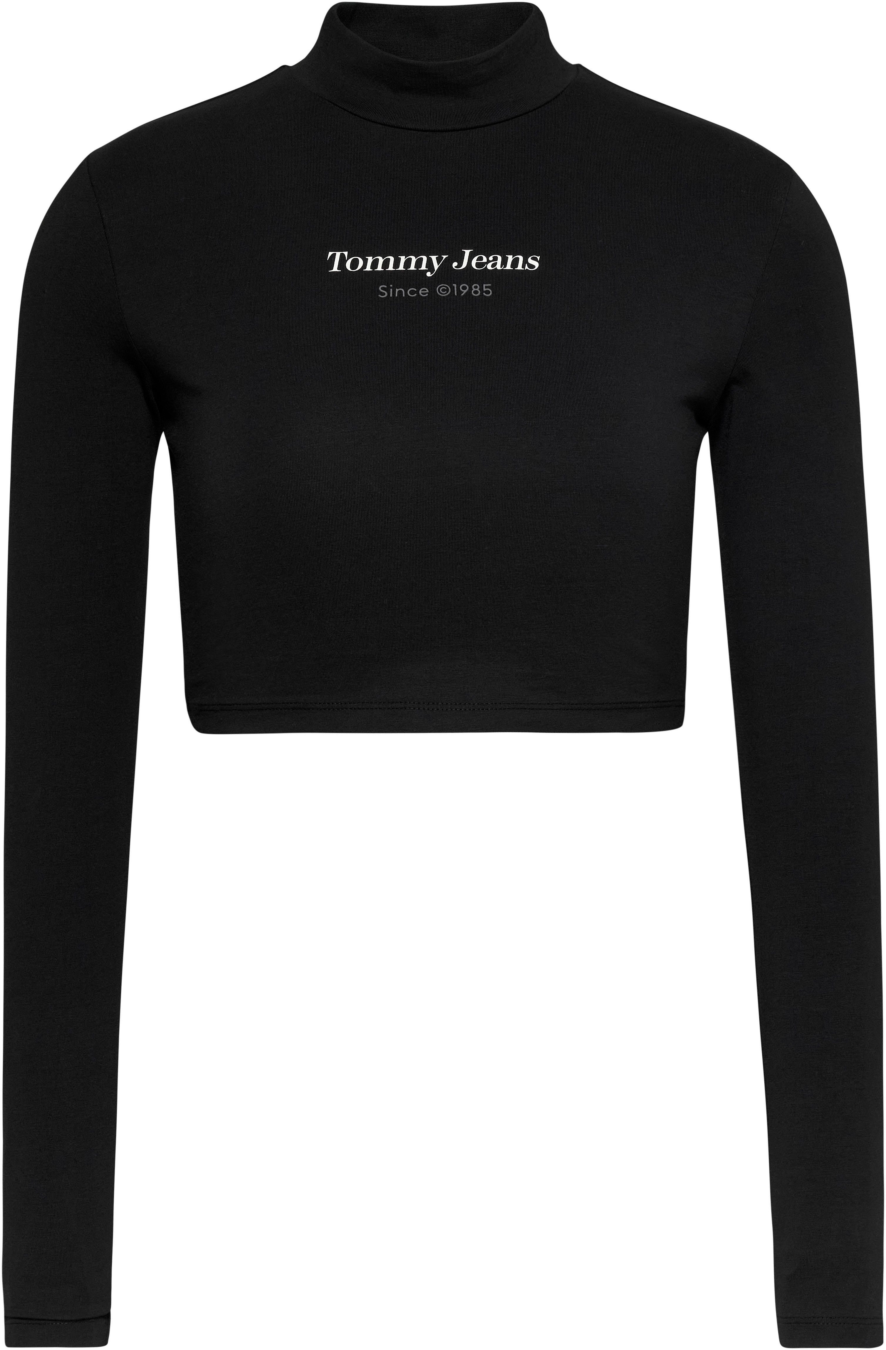 TJW Tommy Jeans Black LOGO MOCK mit SLIM SP ESS CRP Stehkragenshirt Logoschriftzug 1+