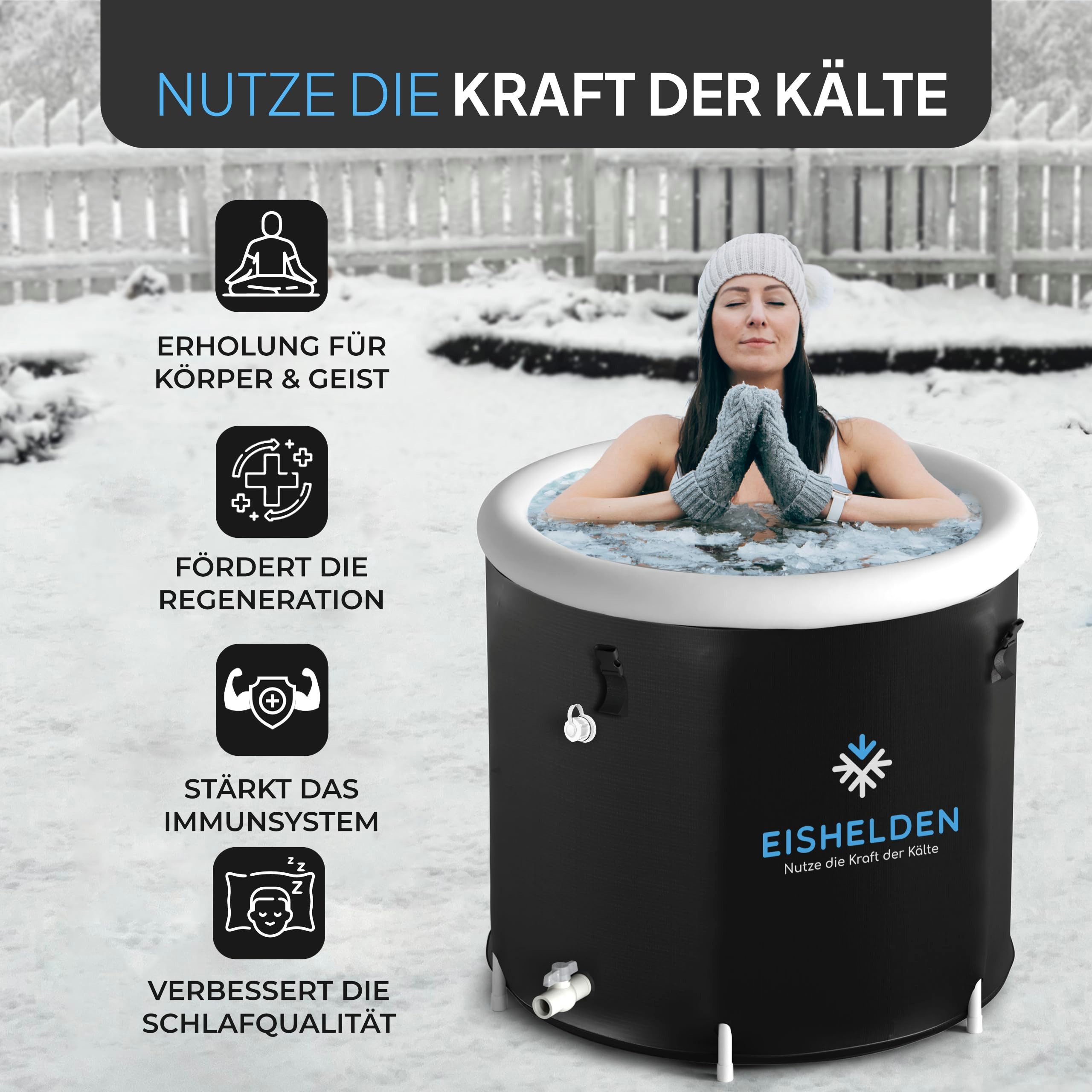 Eishelden Pool Premium Eisbad XL Komplettset - Kältetherapie für Sportler & günstig online kaufen