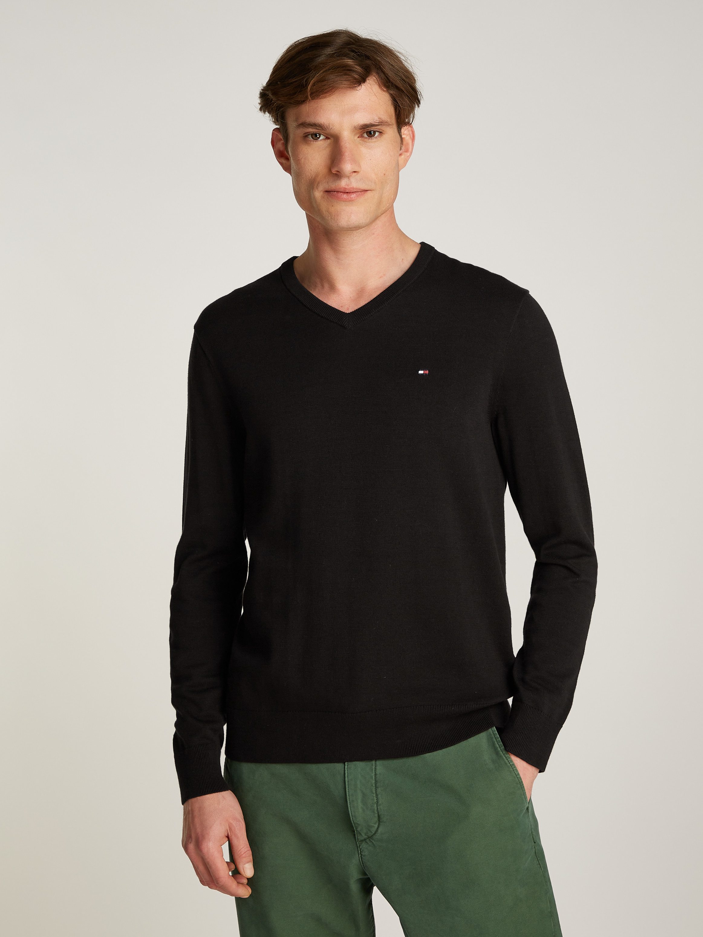 Tommy Hilfiger Strickpullover ESSENTIAL COTTON V NECK mit V-Ausschnitt und günstig online kaufen