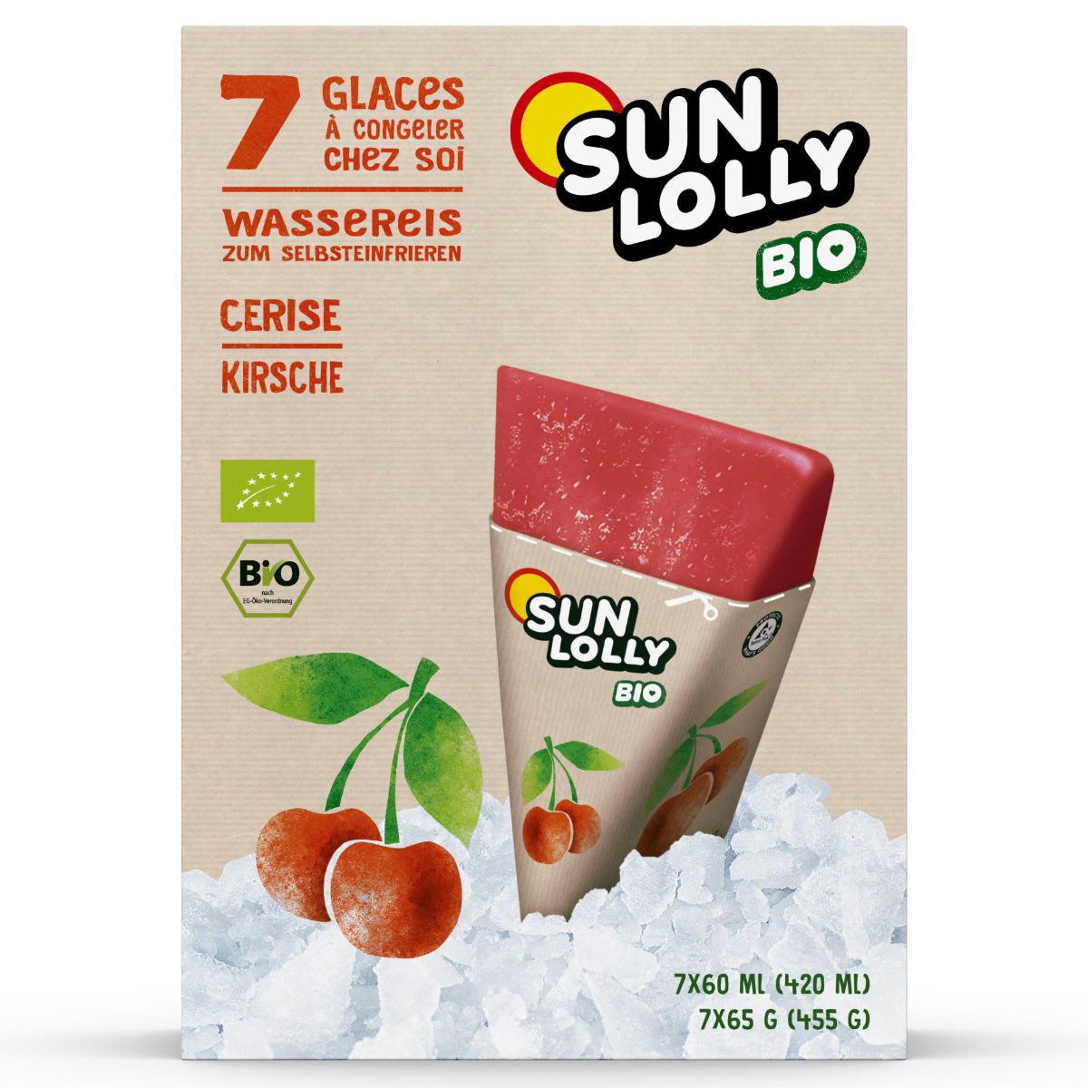 SUN LOLLY Süßigkeit, Sun Lolly Wassereis zum Selbsteinfrieren Kirschgeschmack Bio 7er