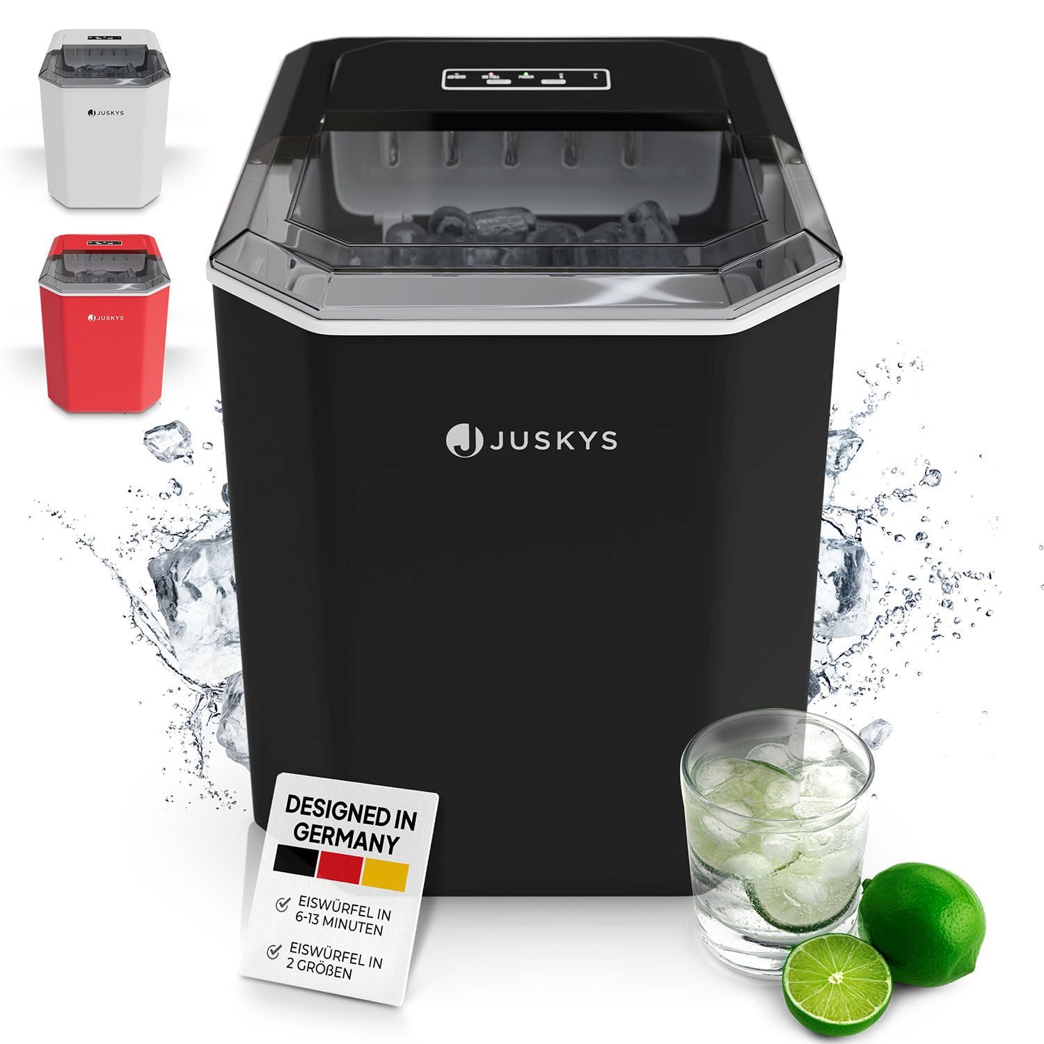 Juskys Eiswürfelmaschine IceOracle, 2 Größen, bis zu 12 kg pro Tag; mit Selbstreinigungsfunktion