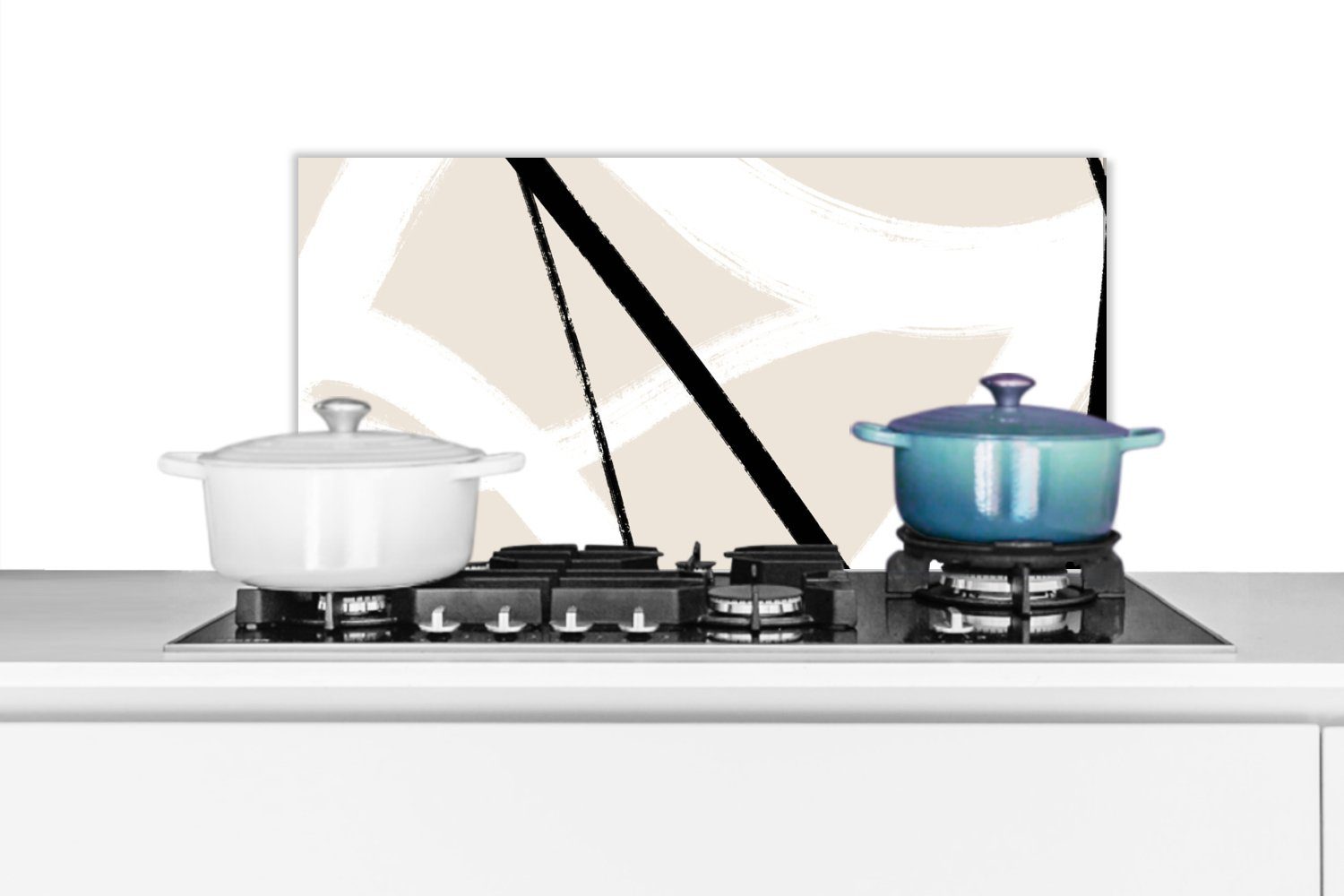 MuchoWow Küchenrückwand Linie - Abstrakt - Minimalismus - Pastell, (1-tlg), 60x30 cm, Wandschutz, gegen Fett und Schmutzflecken für Küchen