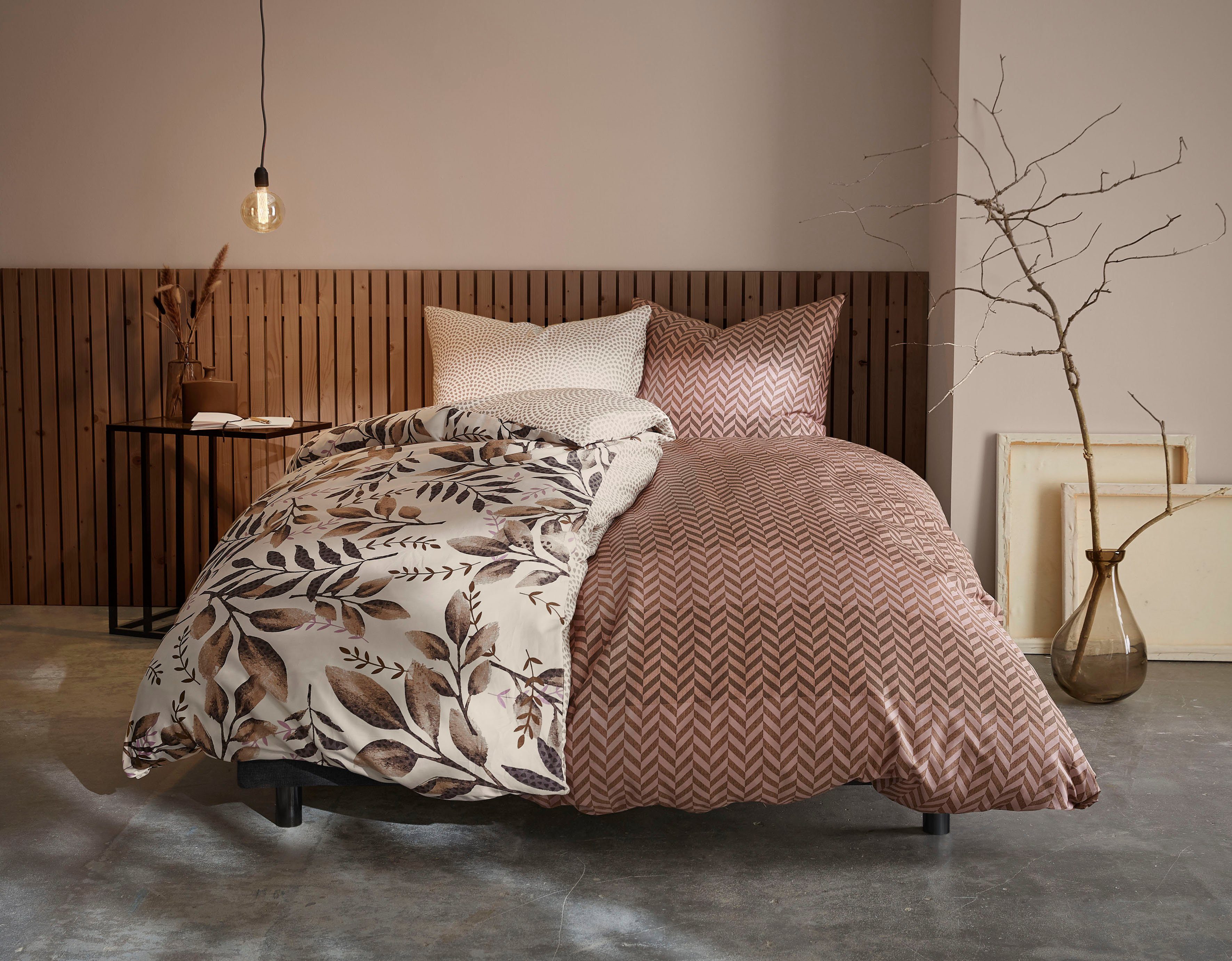 Kleine Wolke Bettwäsche Cosy, Mako-Satin, 2 teilig, mit Fischgrätmuster