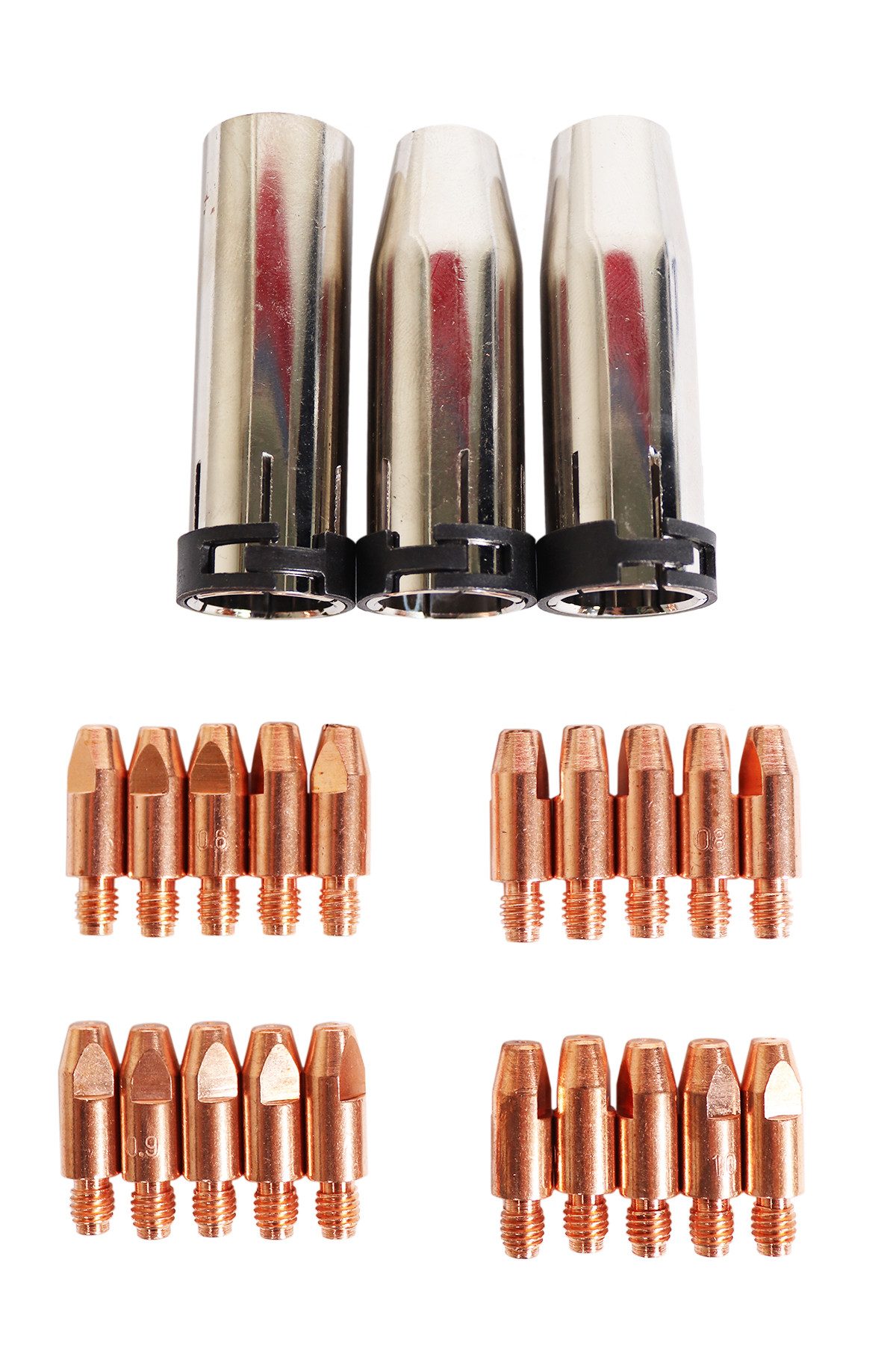 WELDINGER Gasdüse MAGSet24 für MAG-Brennertyp PLUS24 (Verschleißteileset 0,6-1,0 mm), Zubehörset, 24-St., Zubehörset für MAG-Schweißgarnitur, übersichtliche Kunststoffbox