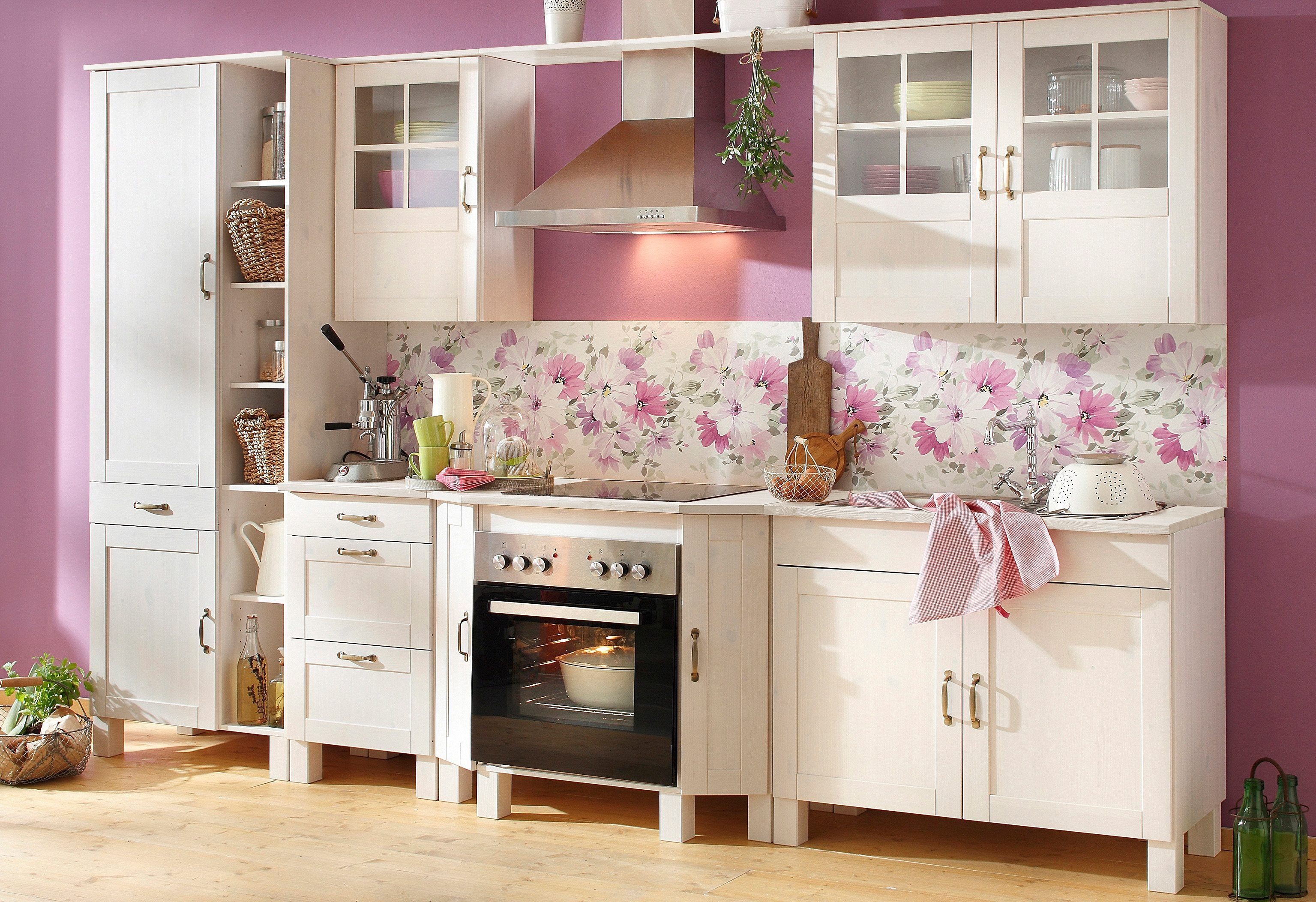 Home affaire Küchenzeile "Alby", Breite 325 cm, aus Kiefer massiv, ohne E-G günstig online kaufen